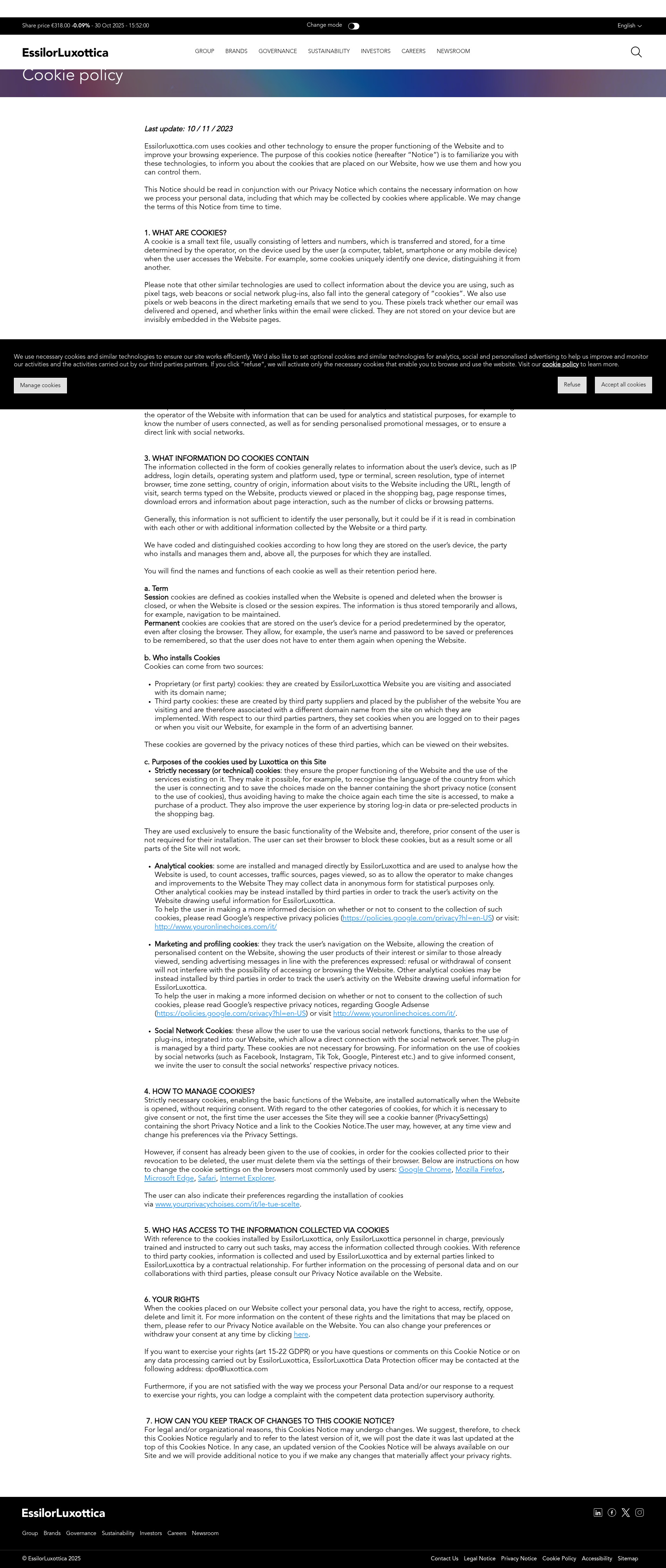 Screenshot of essilorluxottica.com