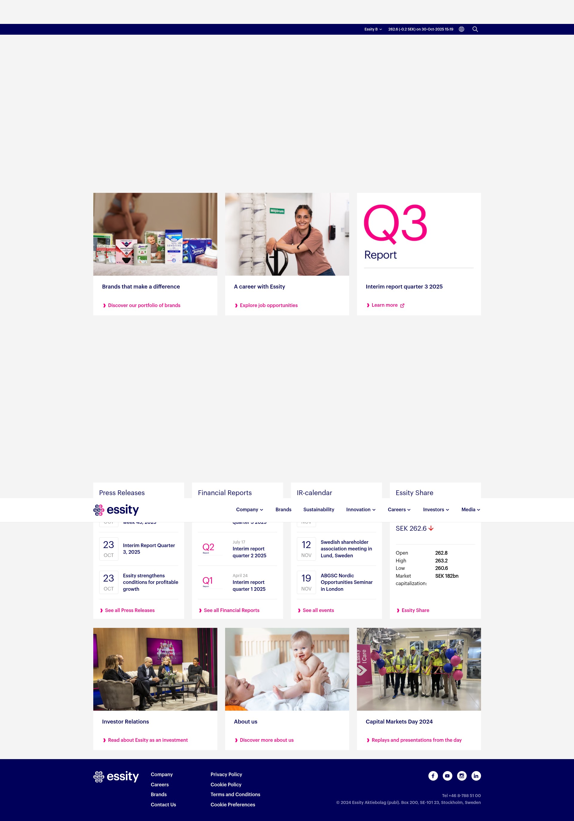 Screenshot of essity.com