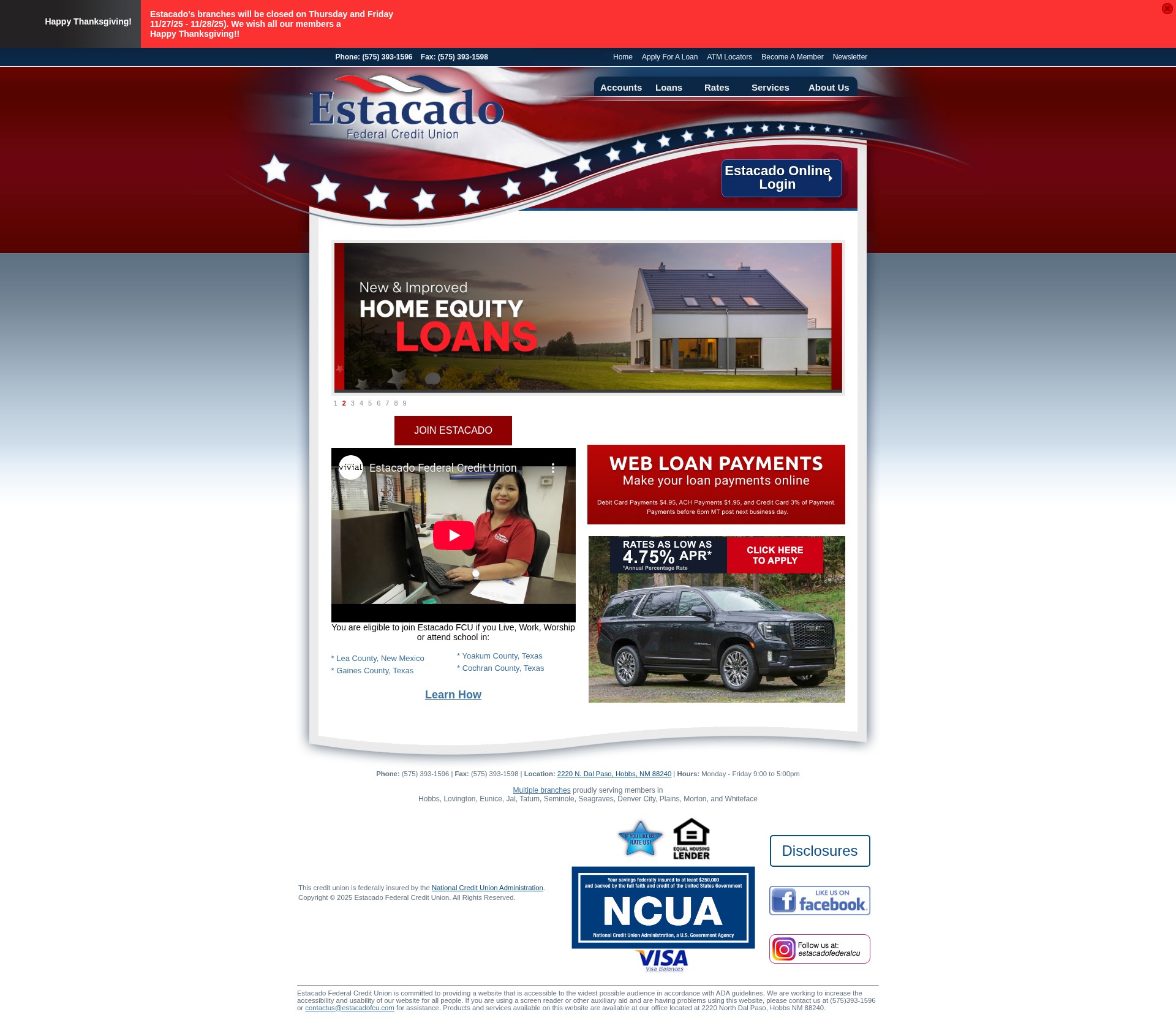 Screenshot of estacadofcu.com