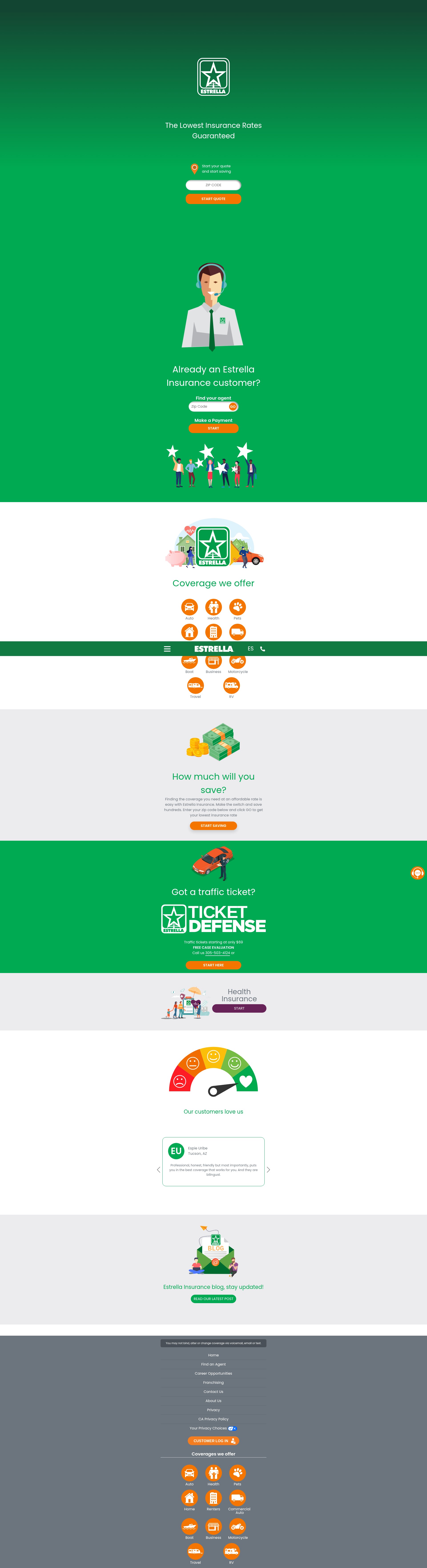 Screenshot of estrellainsurance.com
