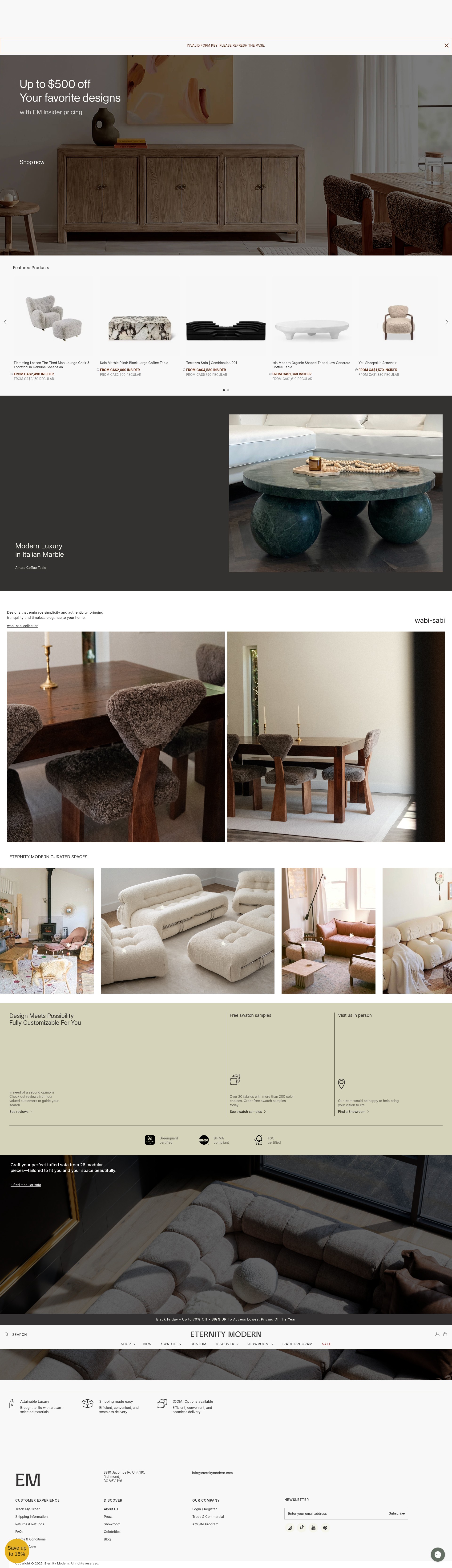 Screenshot of eternitymodern.ca