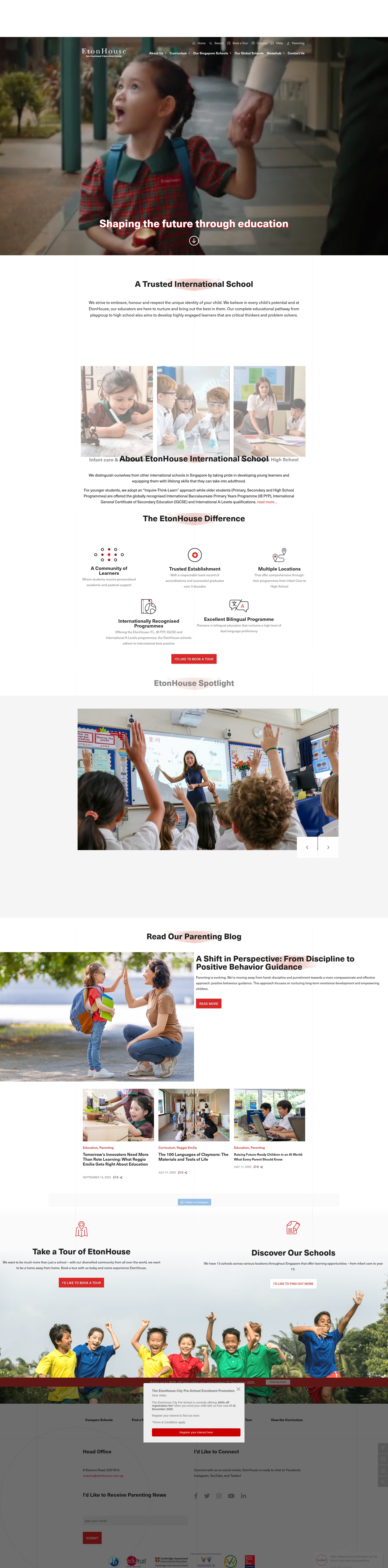 Screenshot of etonhouse.edu.sg