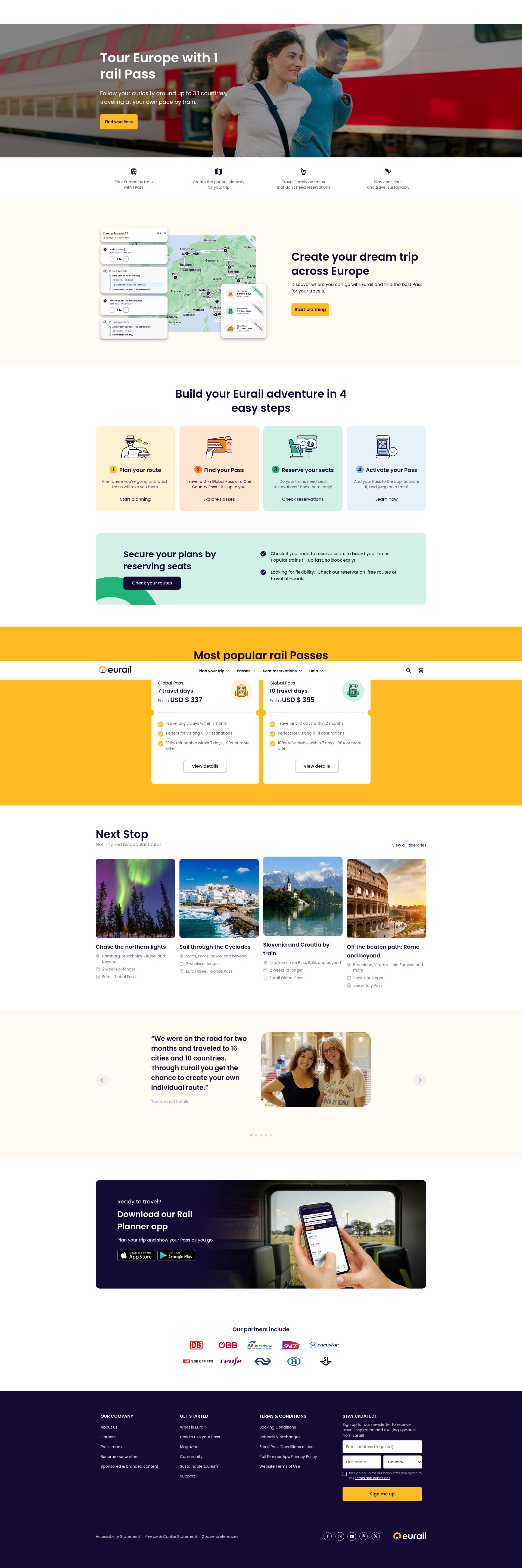 Screenshot of eurail.com
