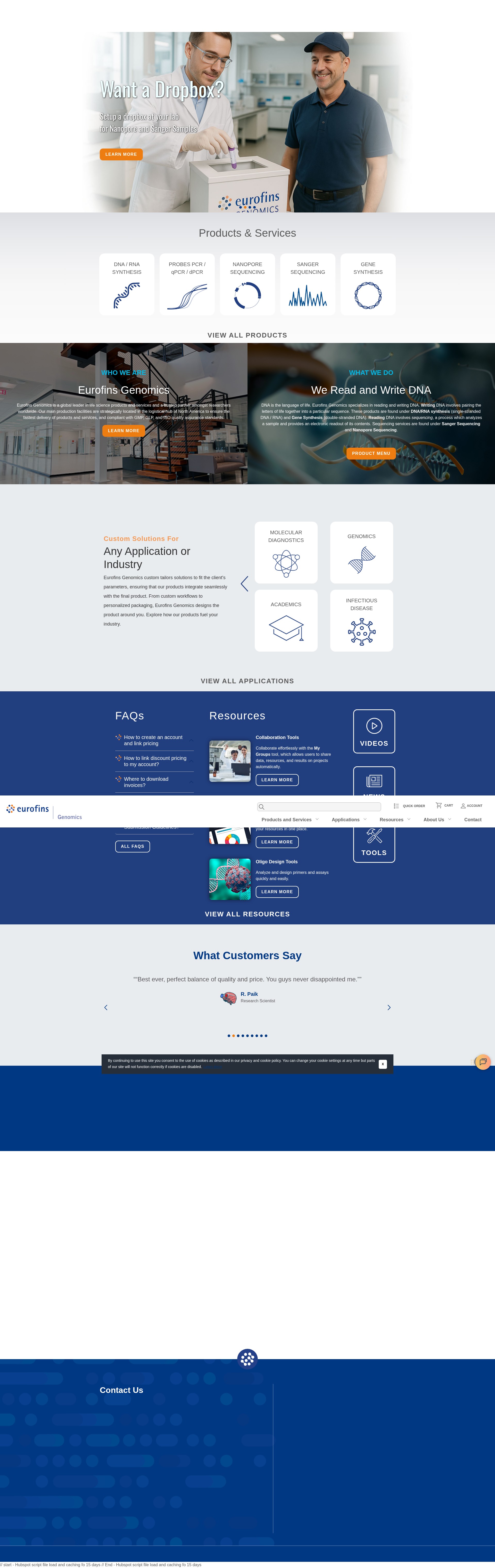 Screenshot of eurofinsgenomics.com