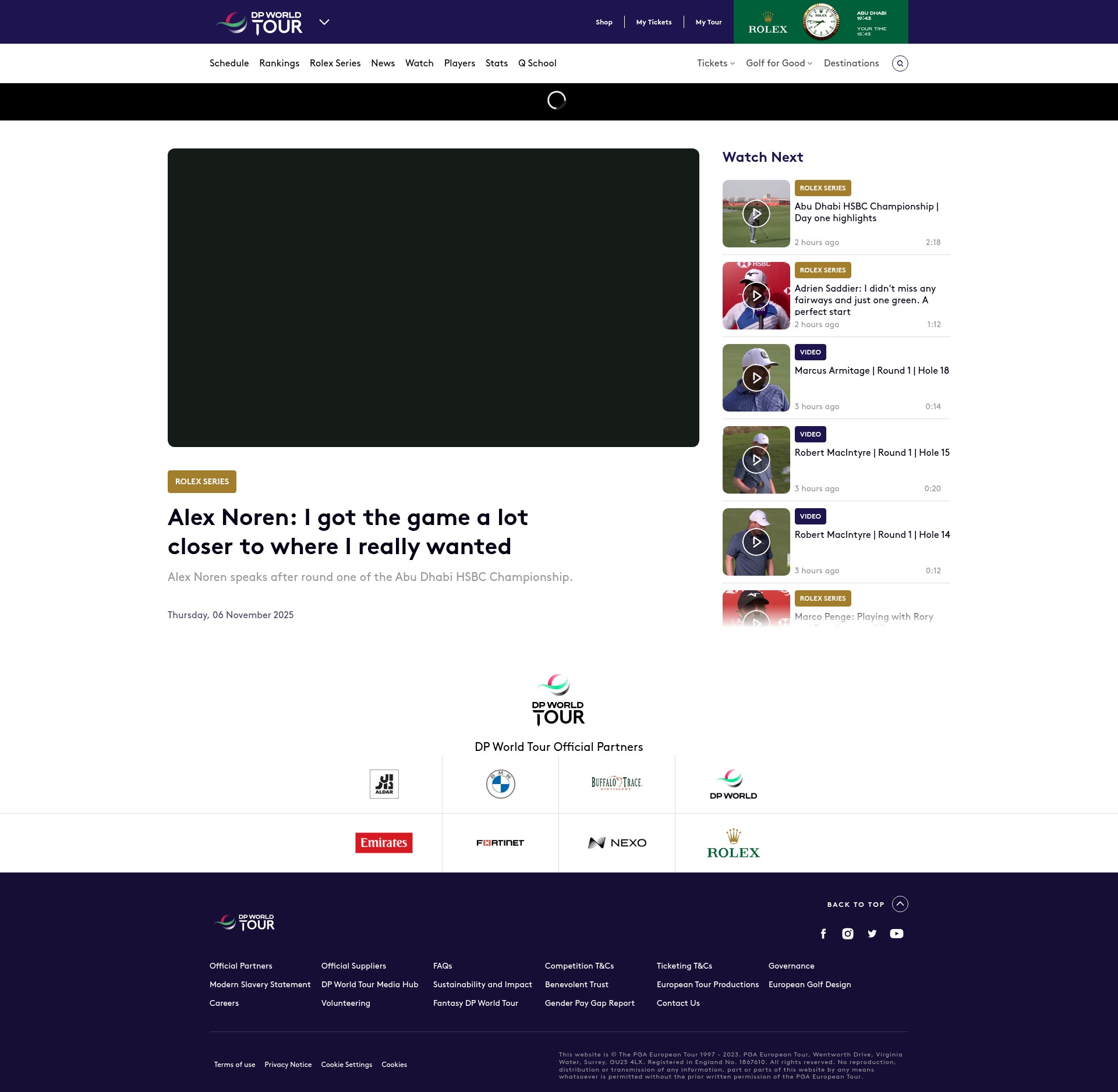 Screenshot of europeantour.com