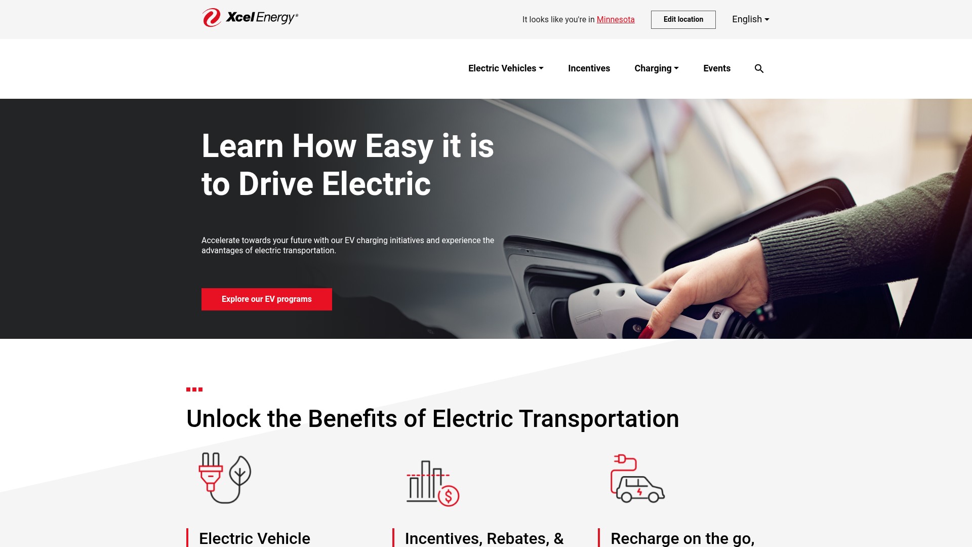 Screenshot of ev.xcelenergy.com