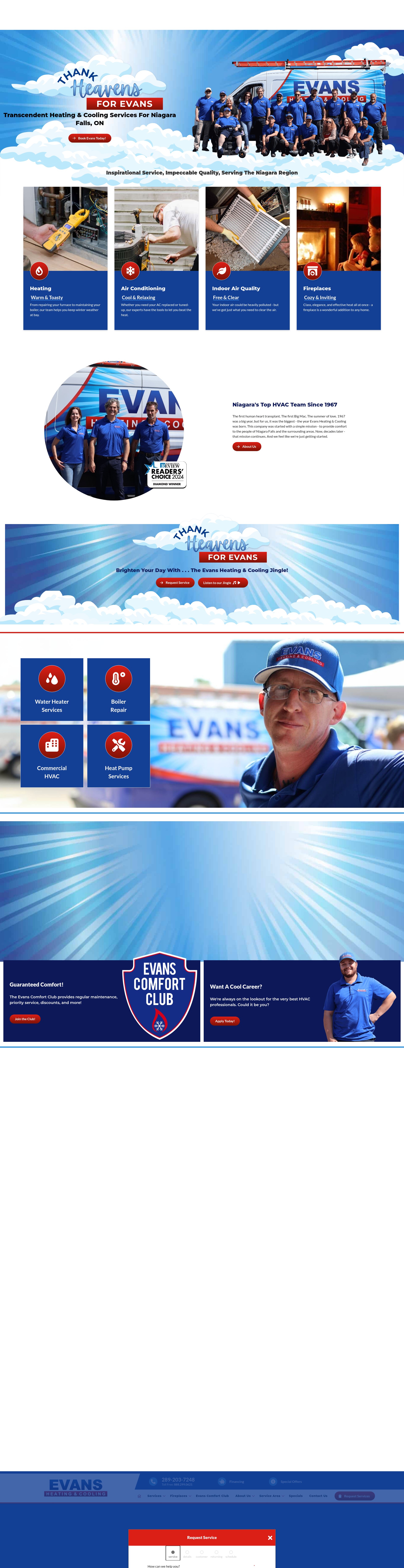Screenshot of evansheatingandcooling.ca
