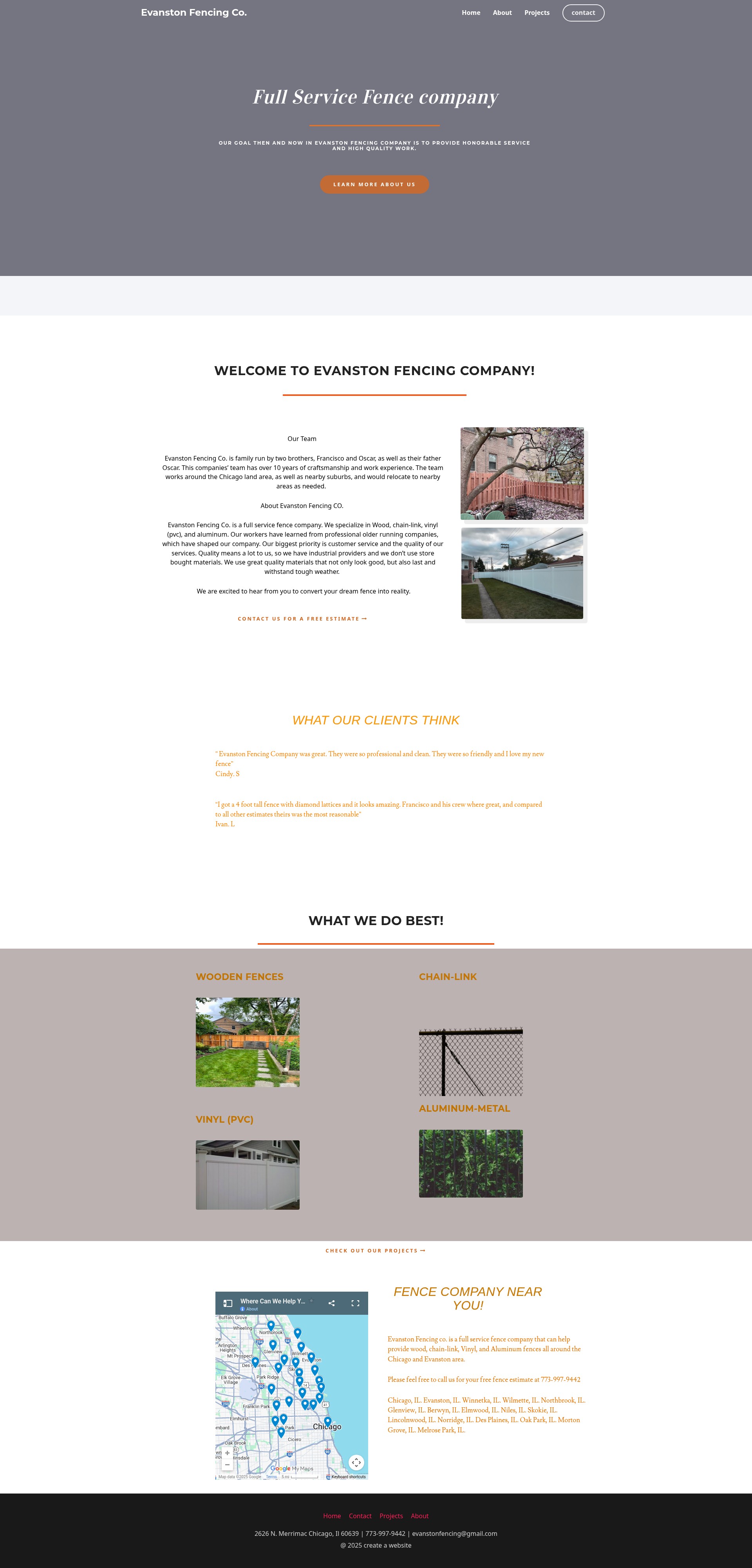 Screenshot of evanstonfencing.com