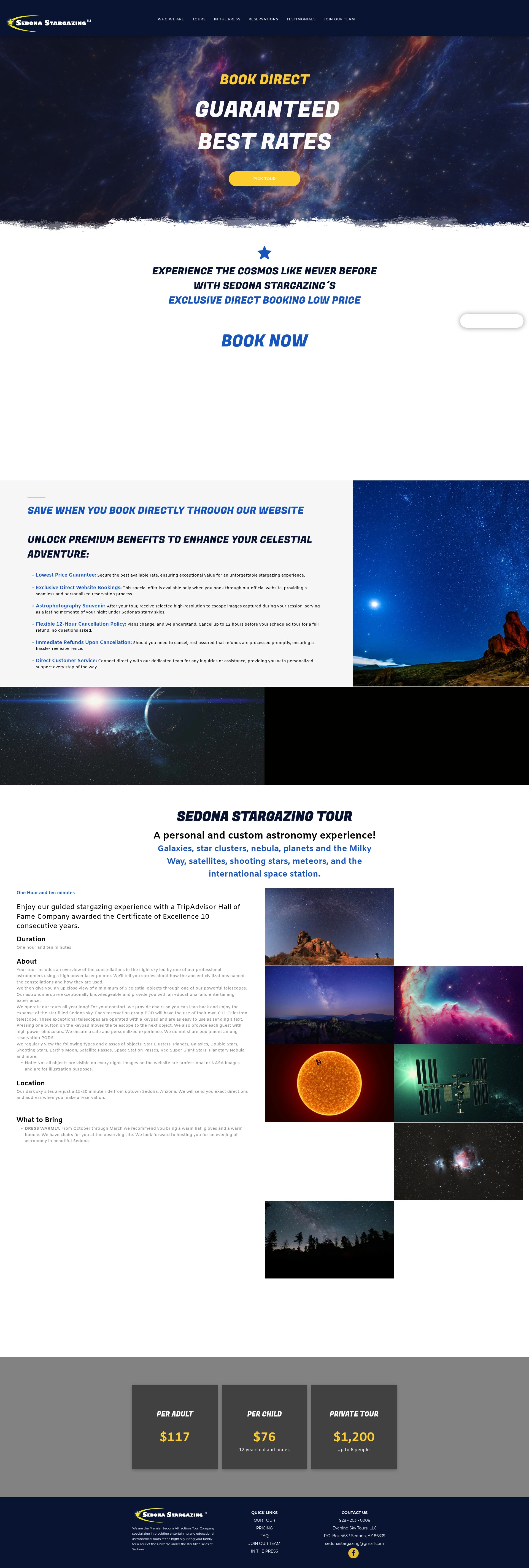 Screenshot of eveningskytours.com