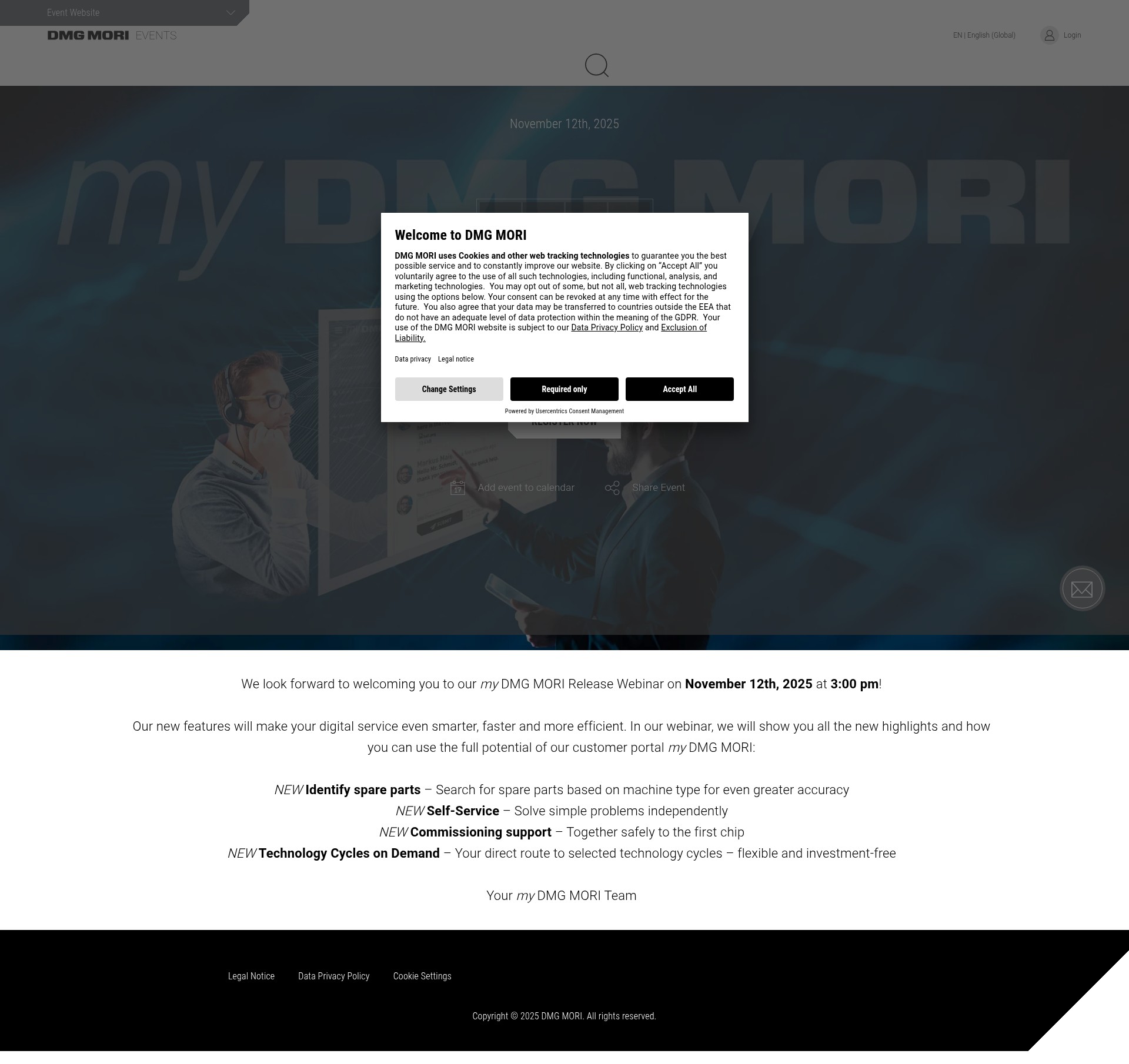 Screenshot of event.dmgmori.com