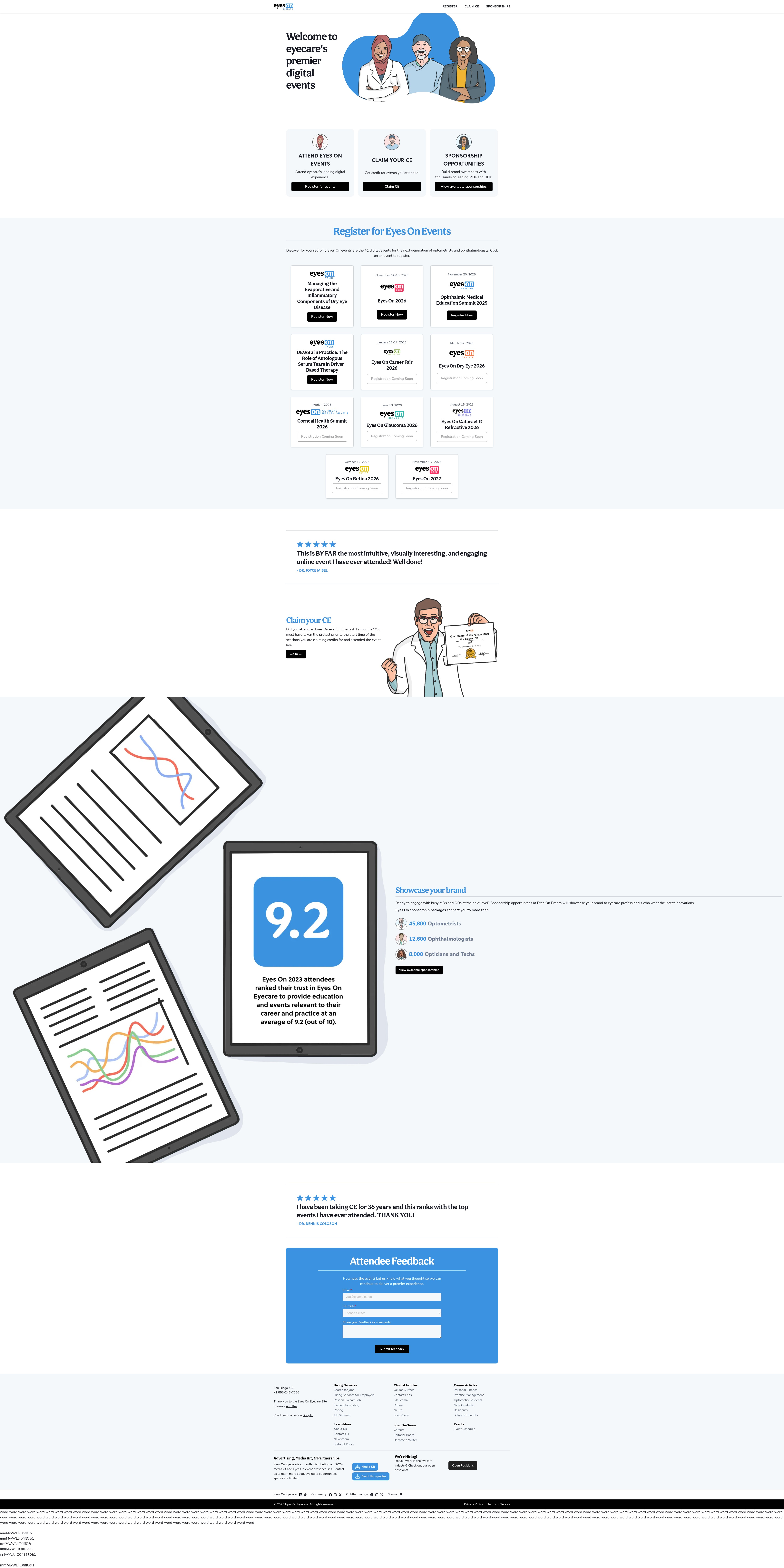 Screenshot of events.eyesoneyecare.com