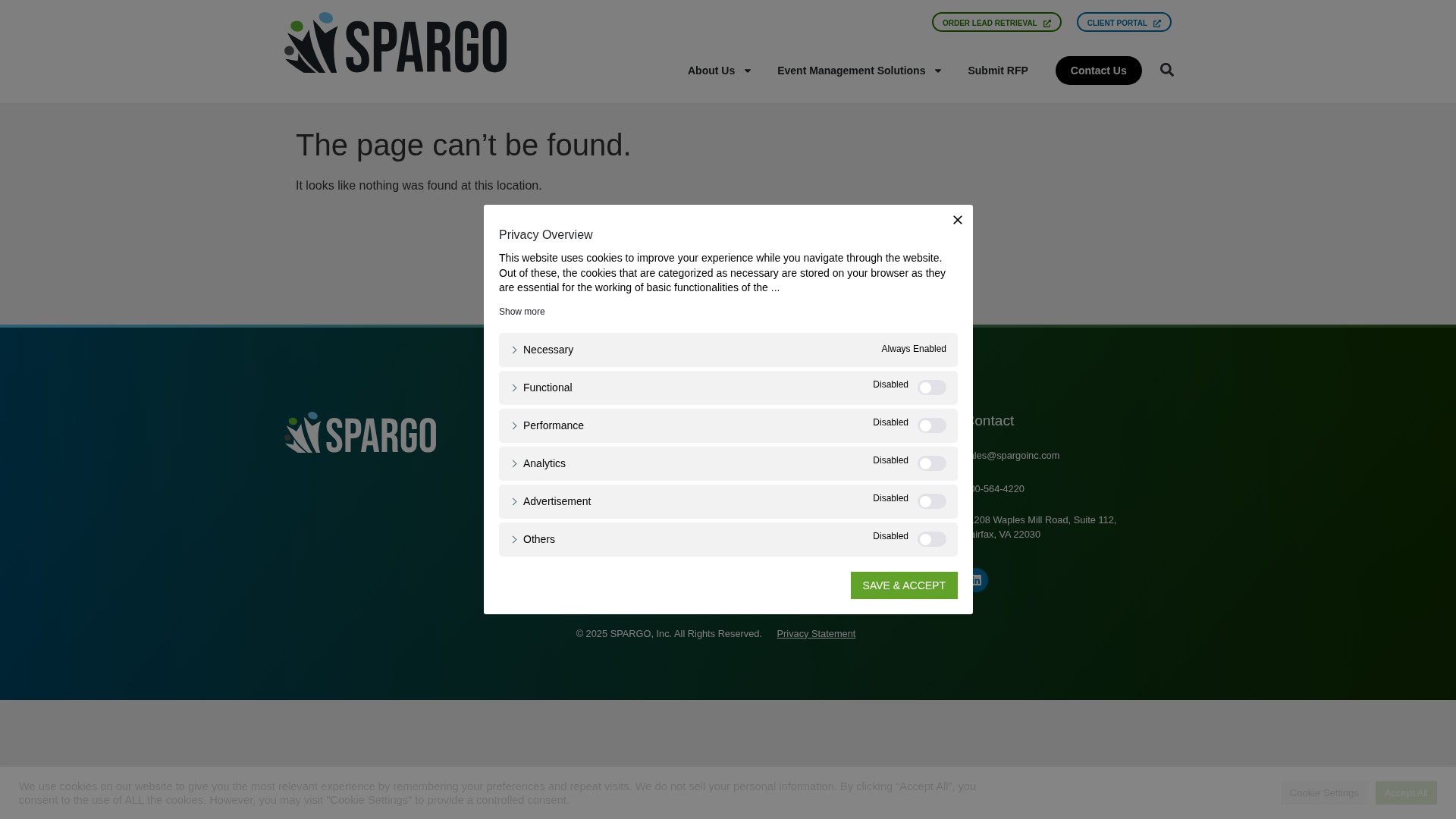 Screenshot of events.jspargo.com