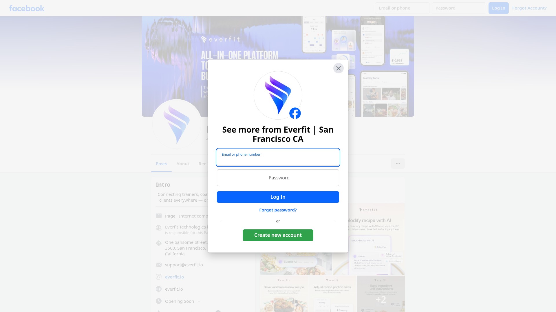 Screenshot of everfit.io