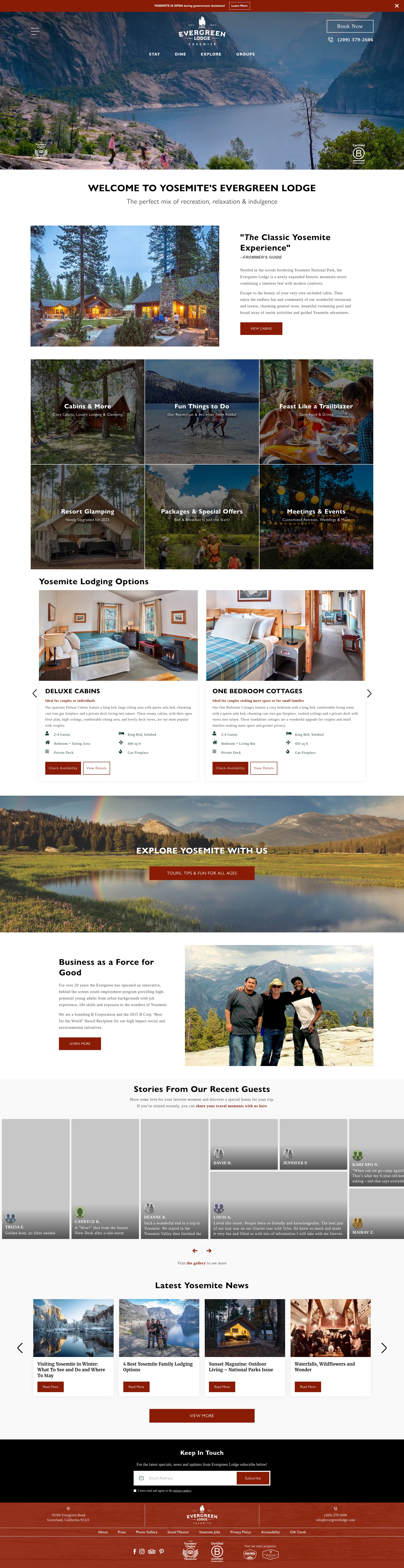 Screenshot of evergreenlodge.com