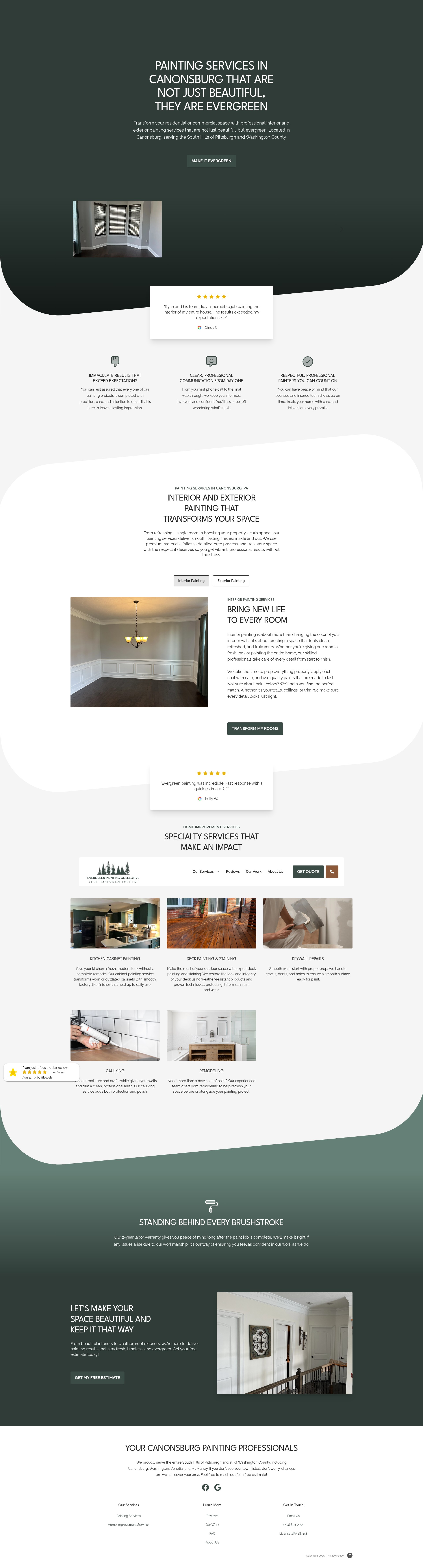 Screenshot of evergreenpaintingcollective.com