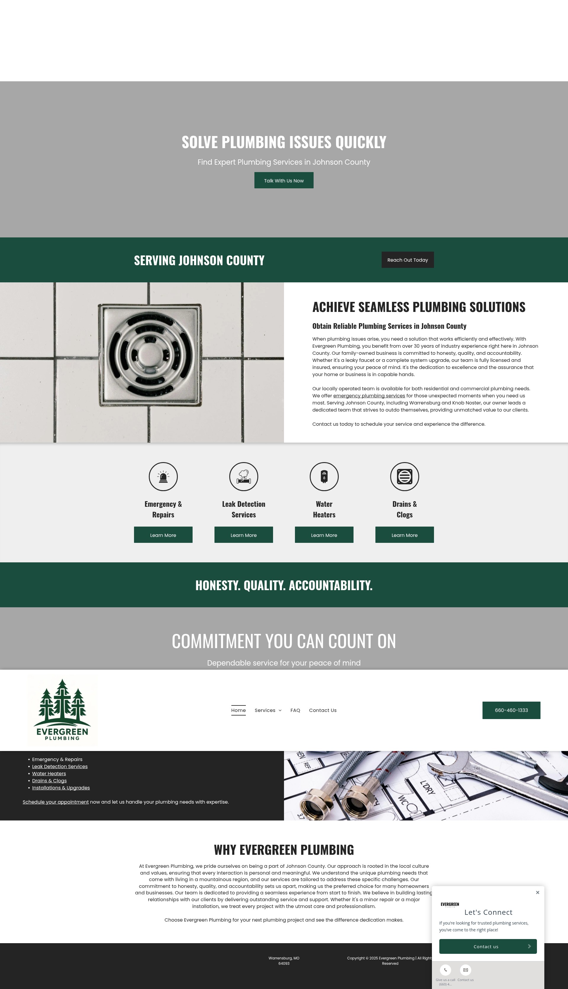 Screenshot of evergreenplumbingllc.com