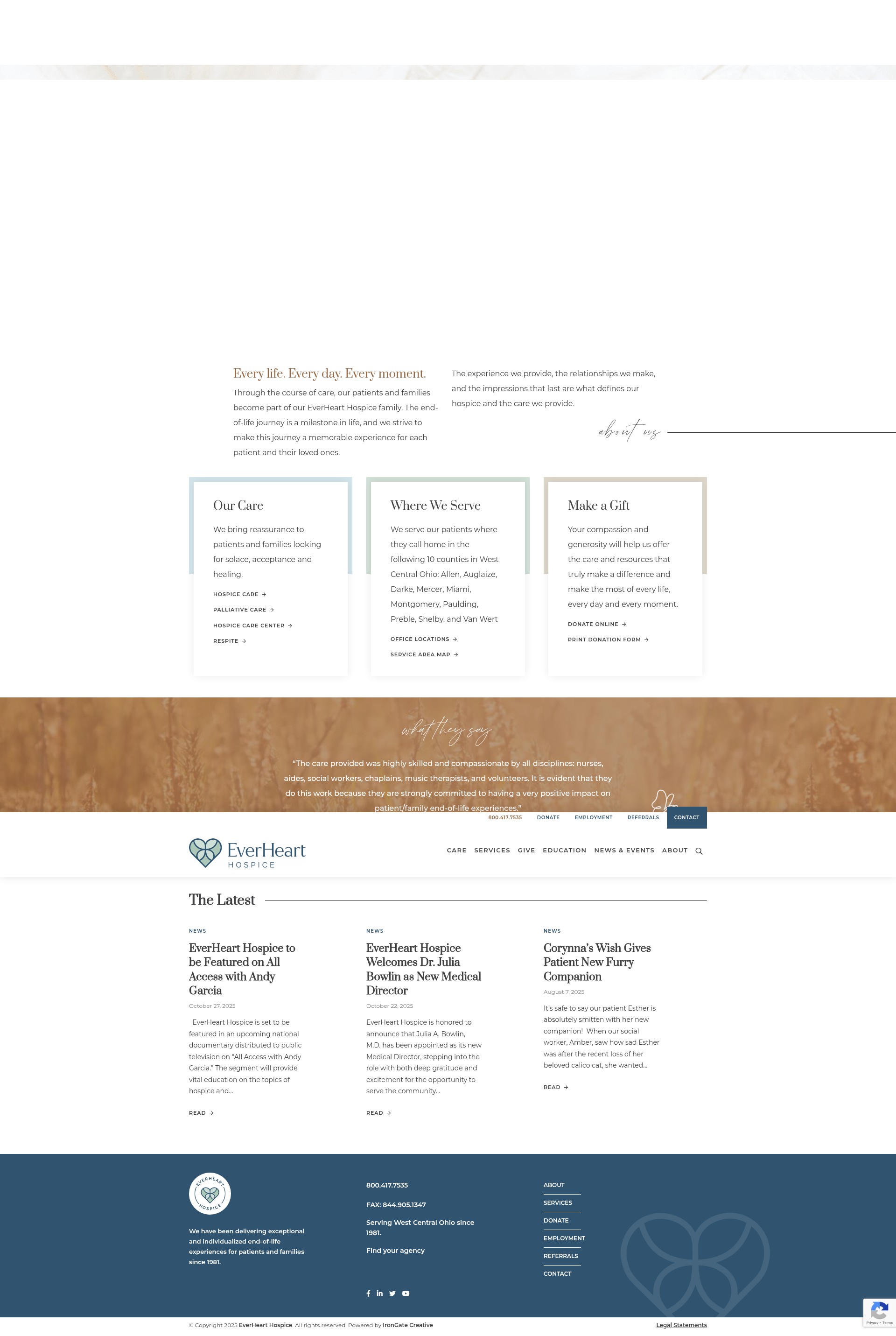 Screenshot of everhearthospice.org