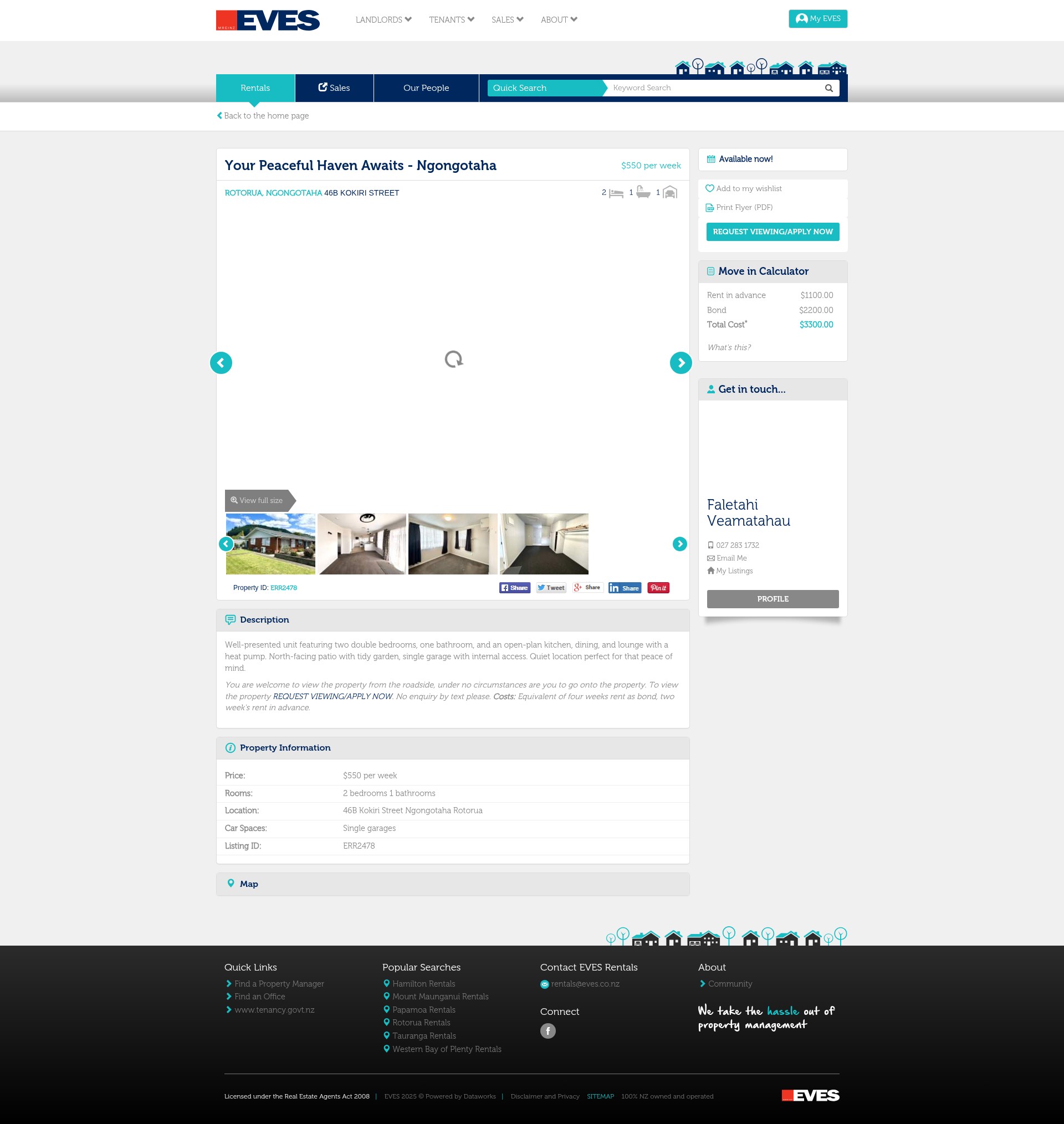 Screenshot of evesrentals.co.nz