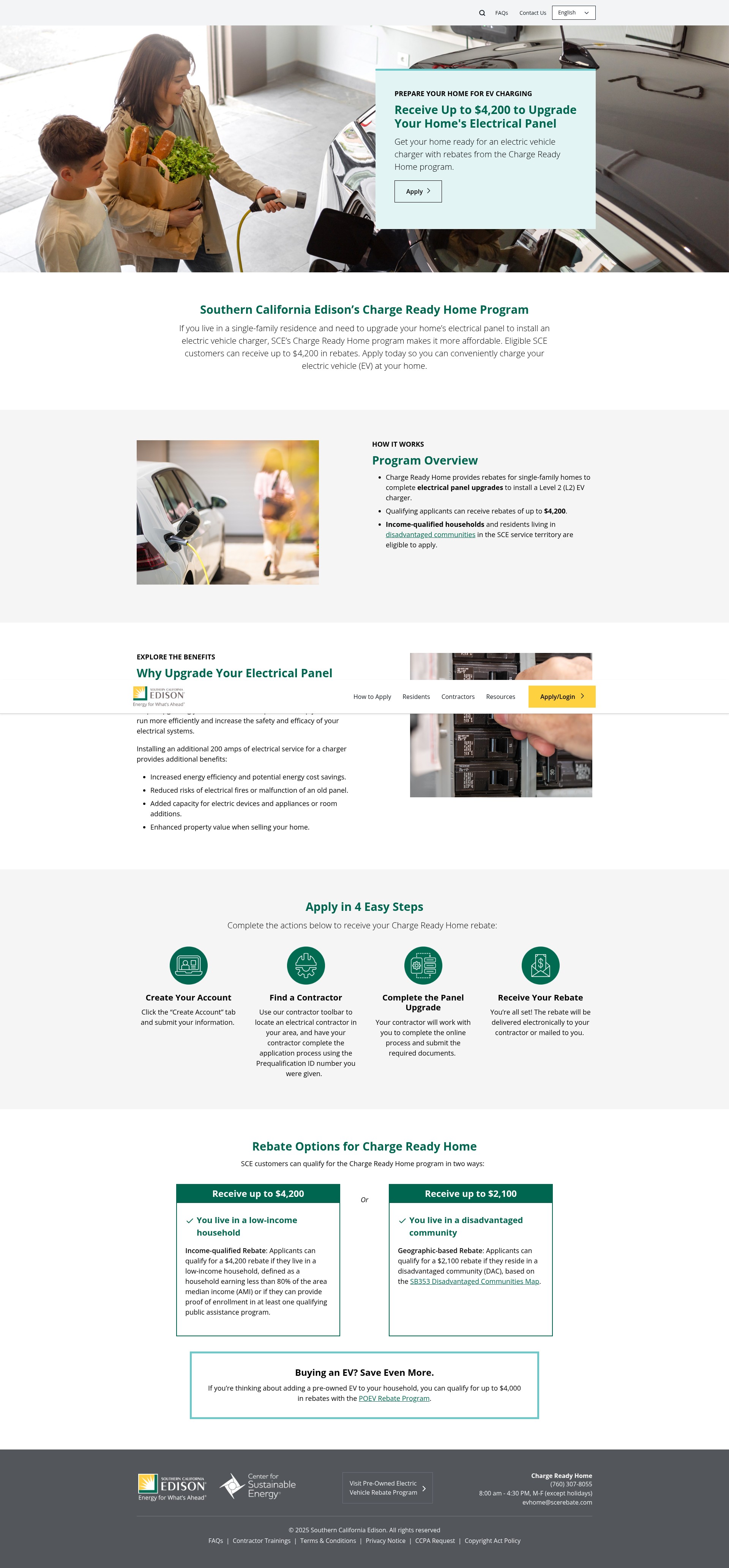 Screenshot of evhome.sce.com