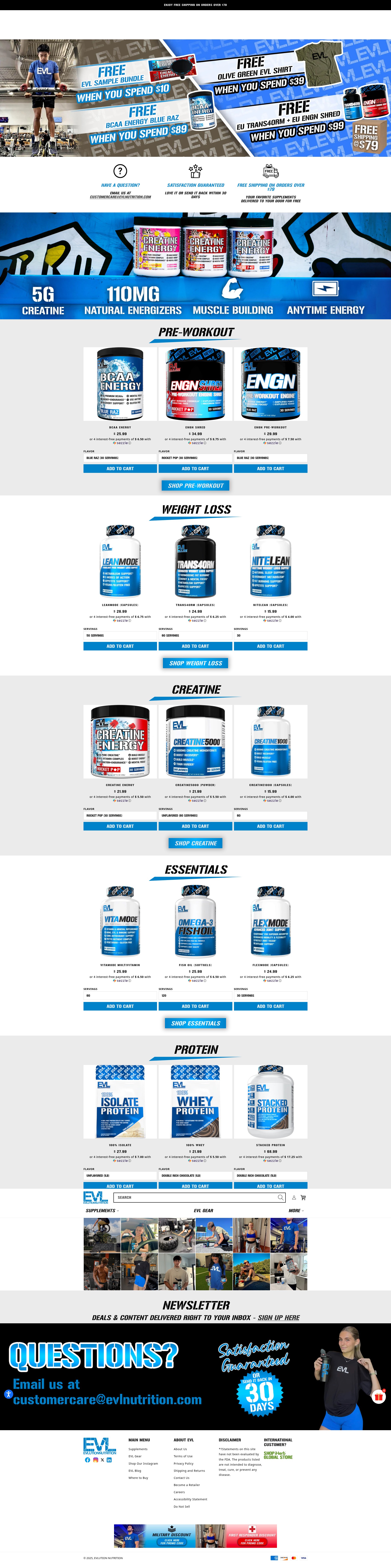 Screenshot of evlnutrition.com