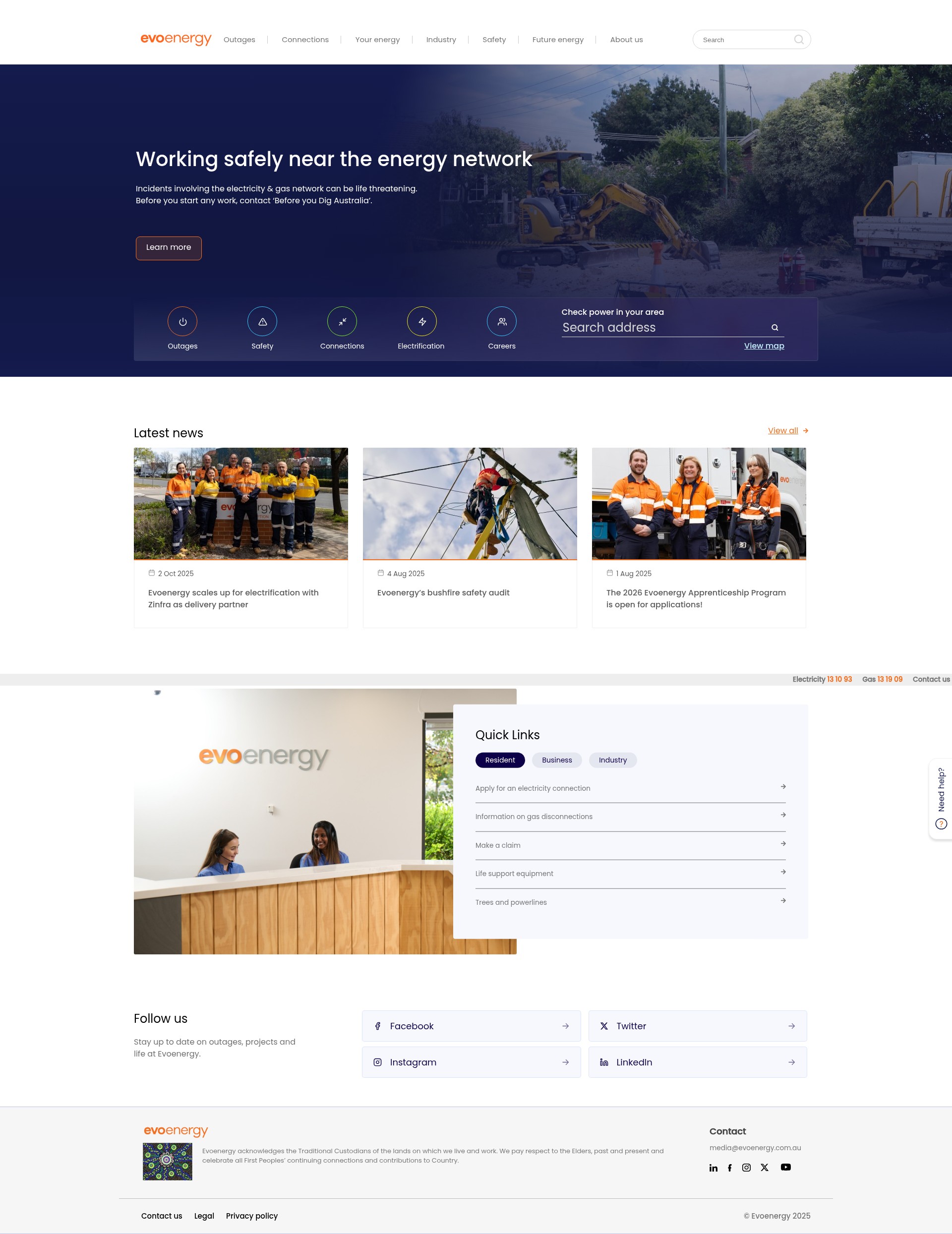 Screenshot of evoenergy.com.au