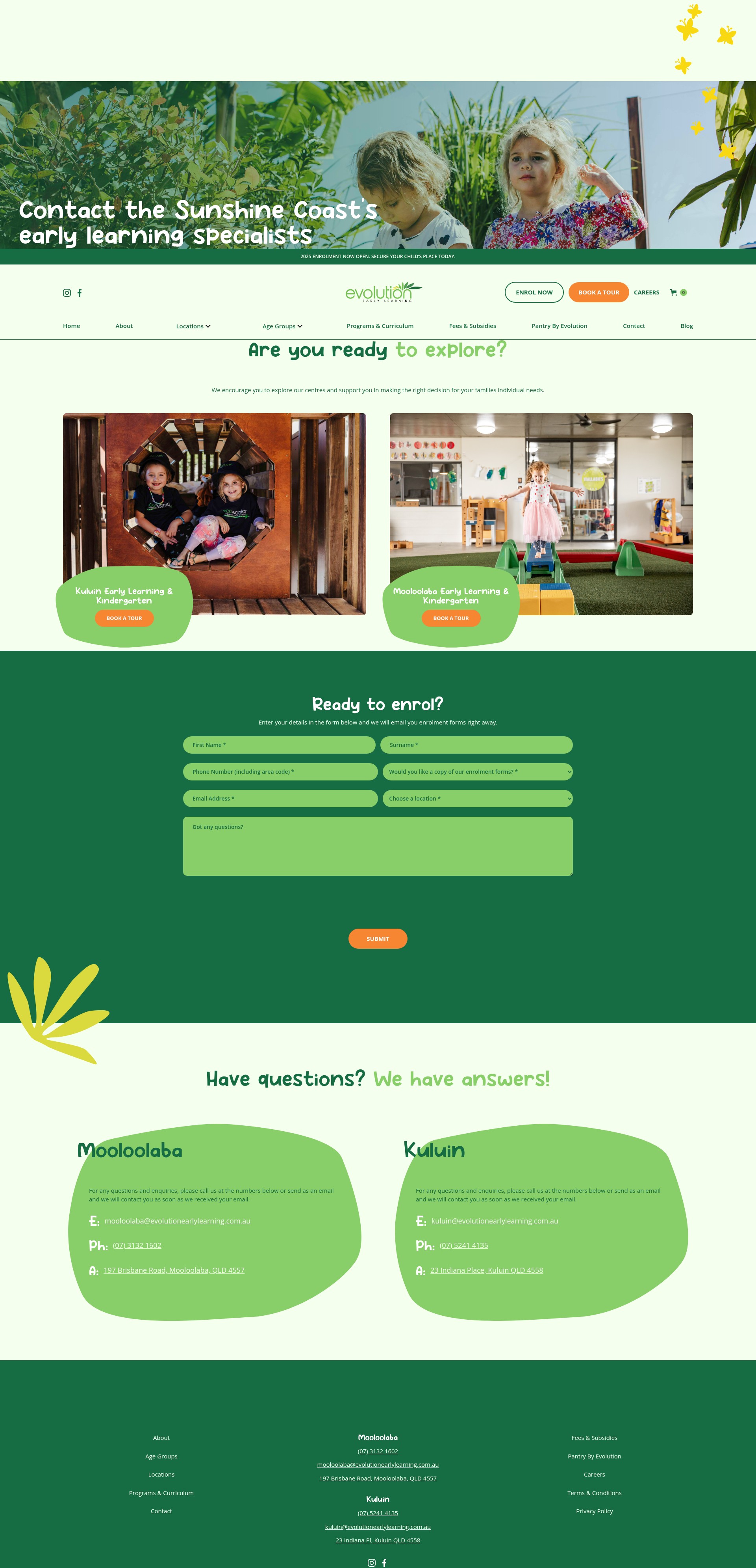 Screenshot of evolutionearlylearning.com.au