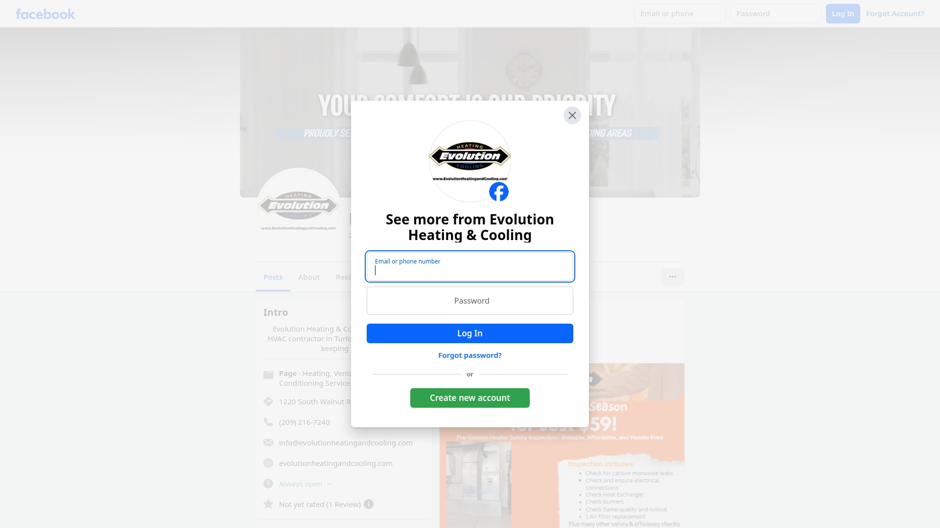 Screenshot of evolutionheatingandcooling.com