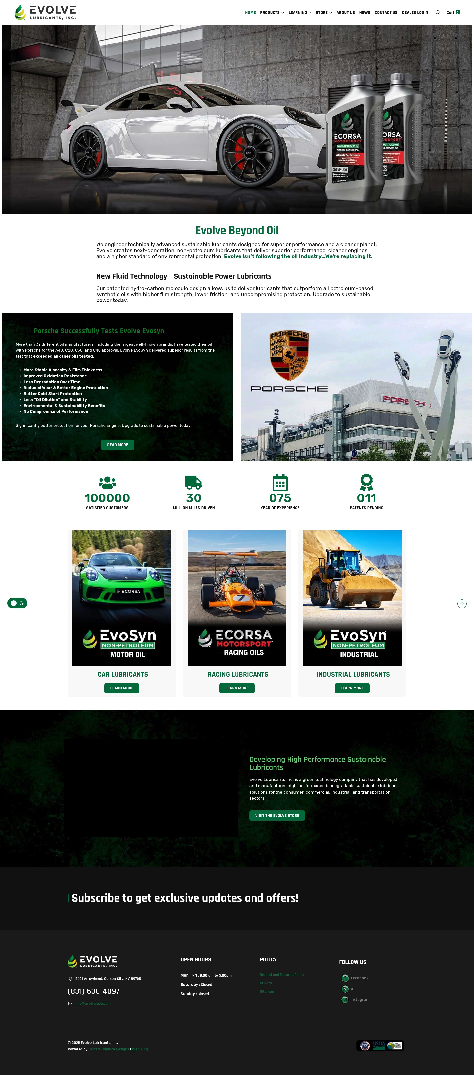 Screenshot of evolvelube.com