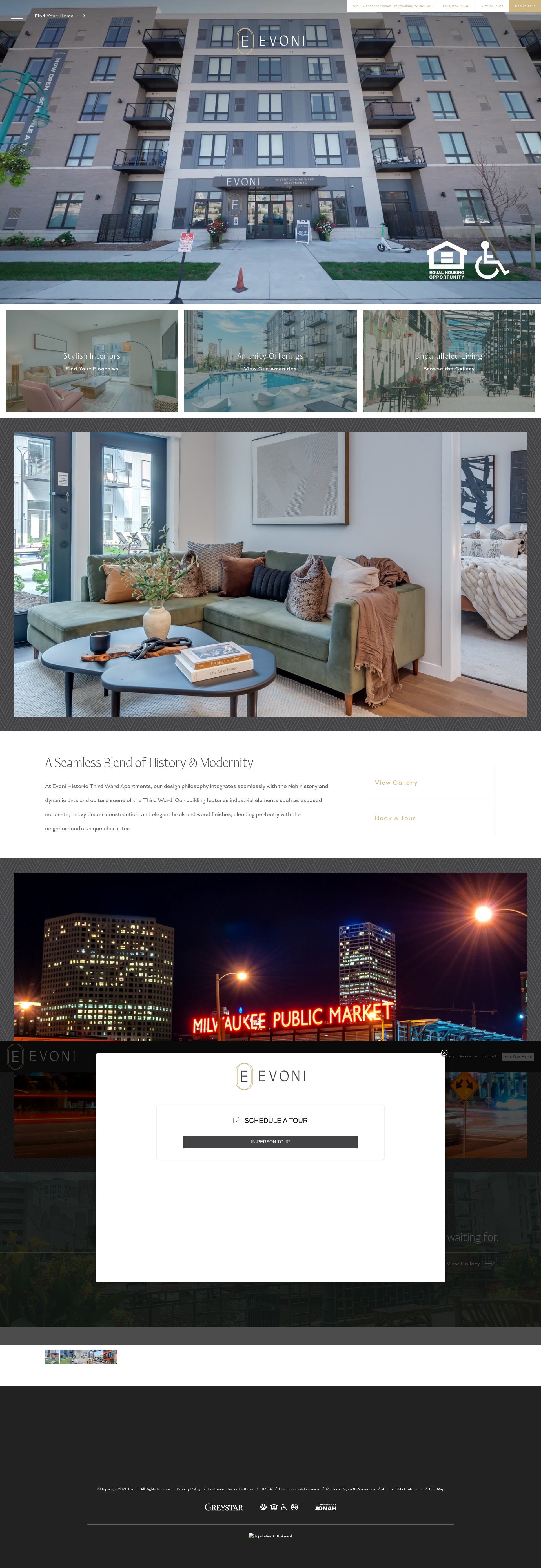 Screenshot of evoniapartments.com
