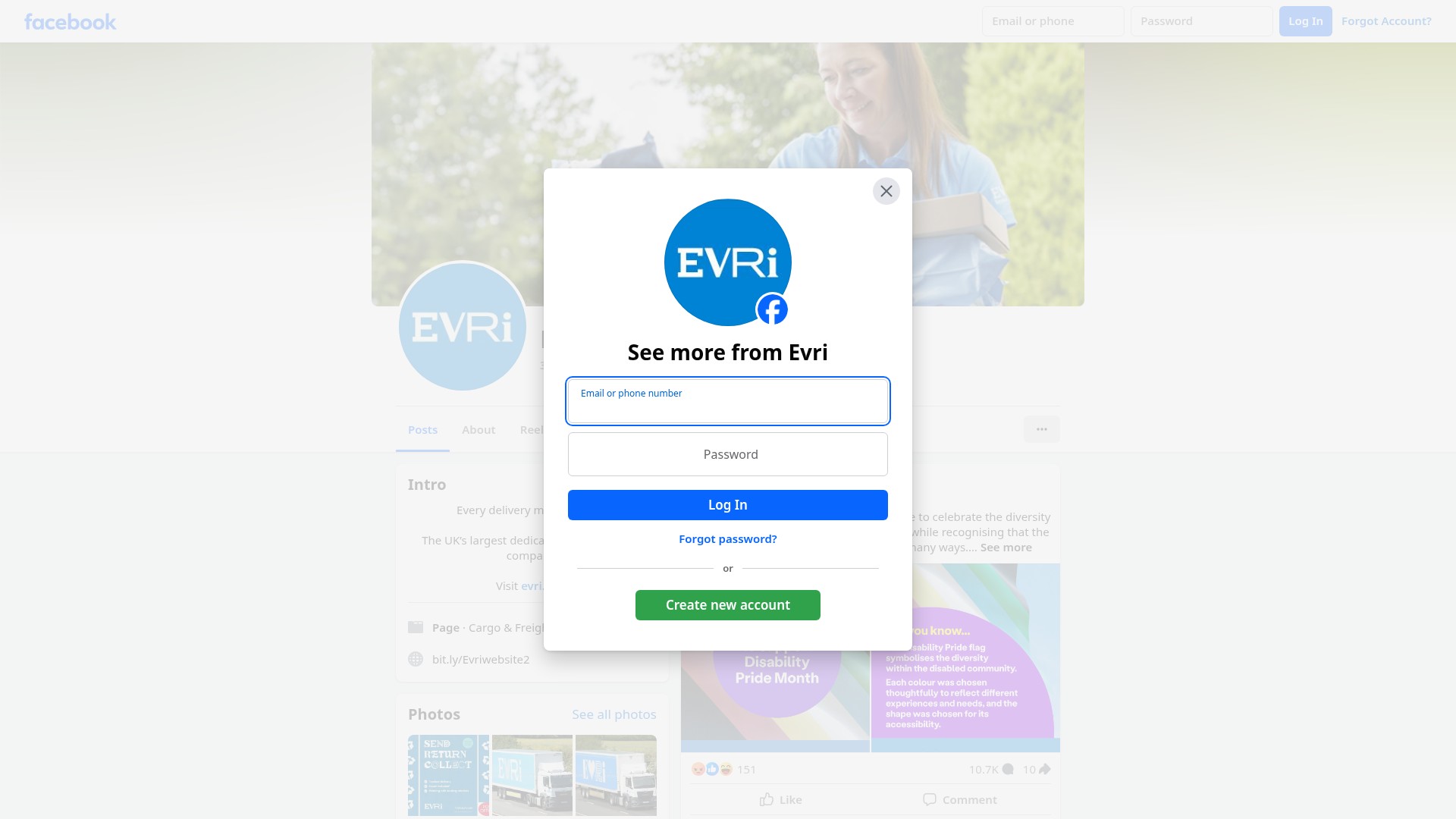 Screenshot of evri.com