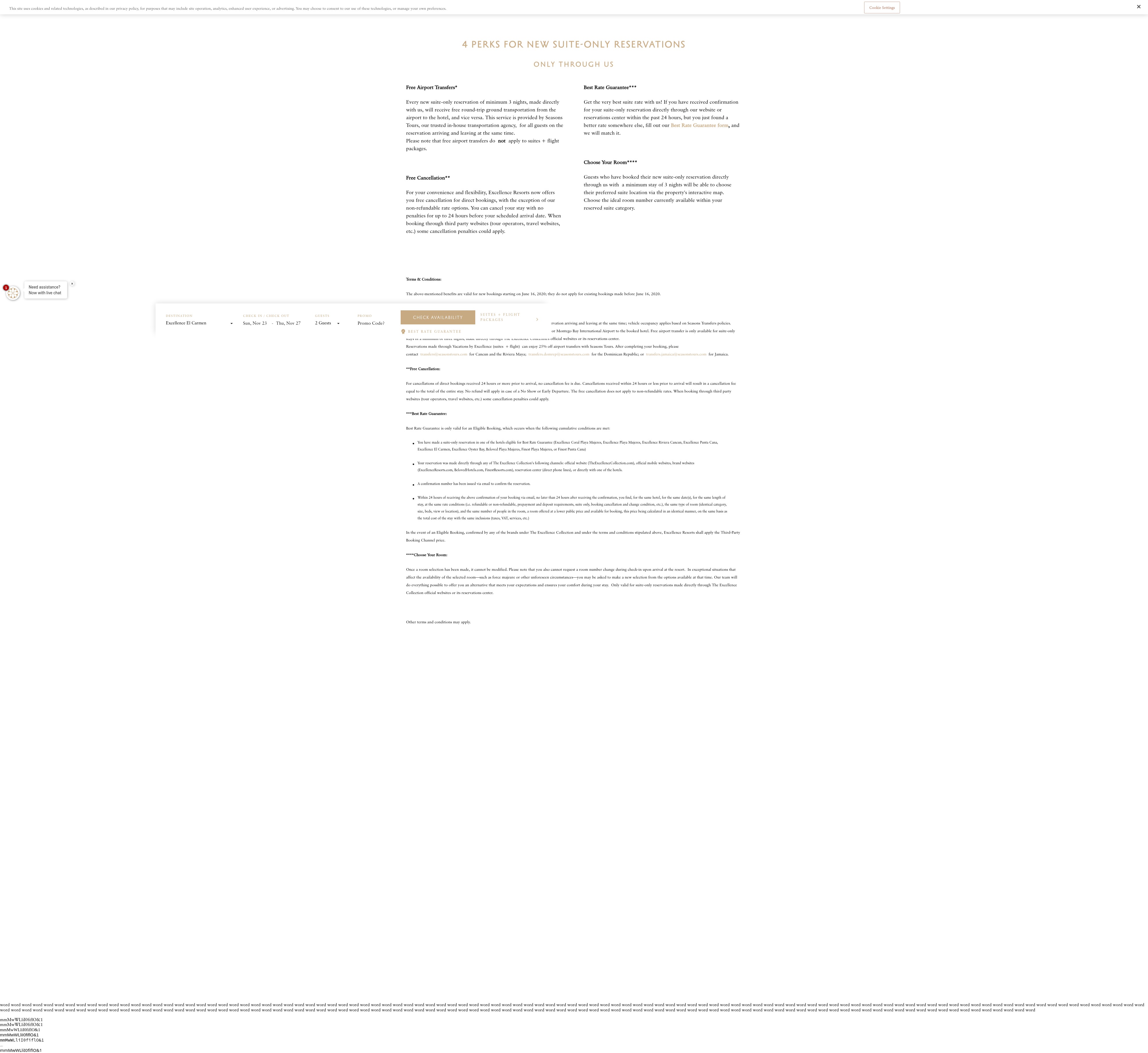 Screenshot of excellenceresorts.com