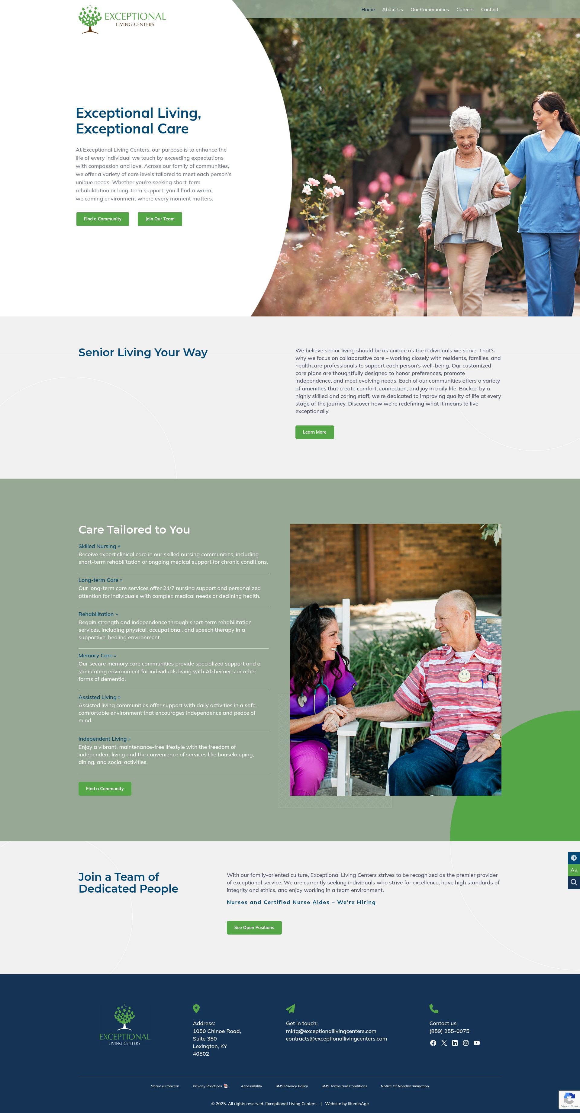 Screenshot of exceptionallivingcenters.com