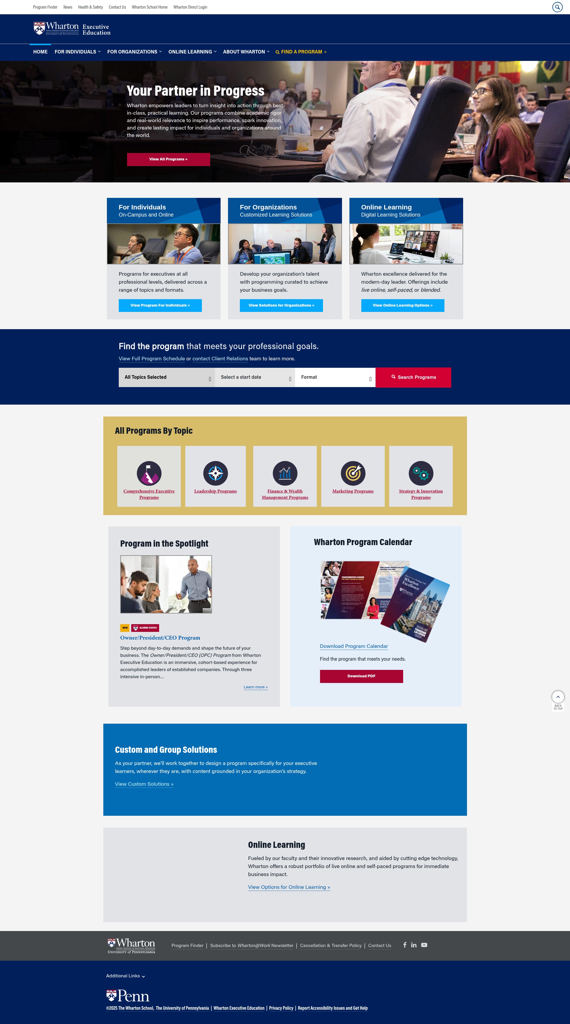 Screenshot of executiveeducation.wharton.upenn.edu