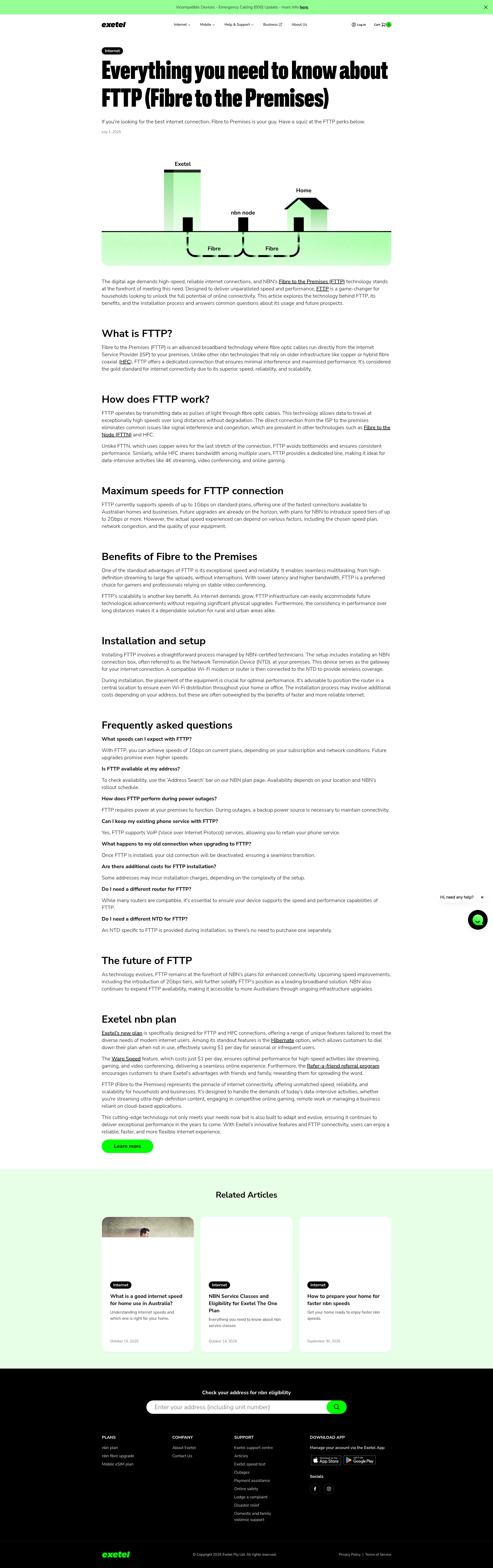 Screenshot of exetel.com.au