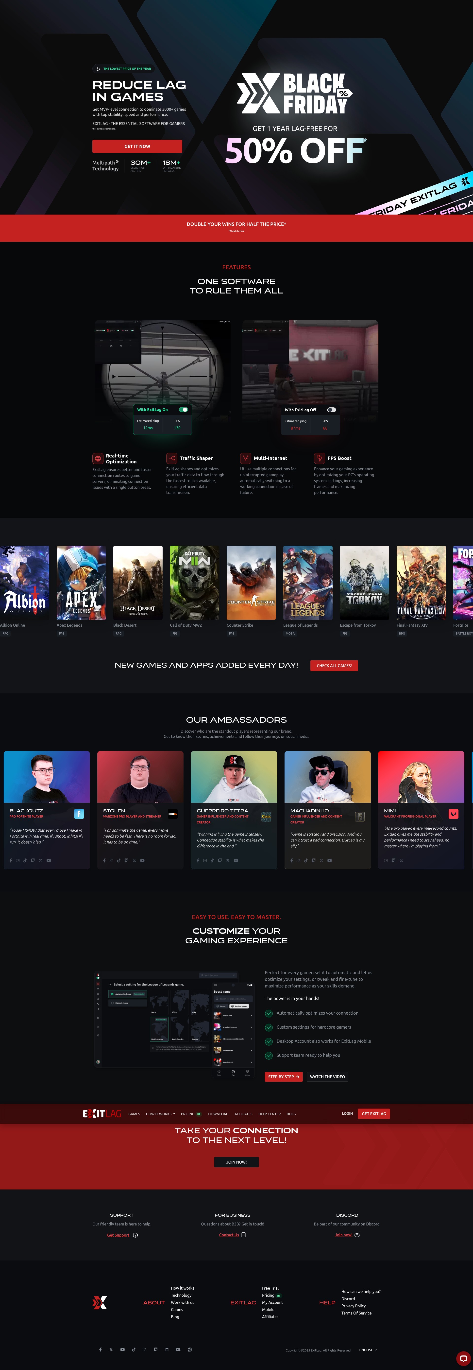 Screenshot of exitlag.com