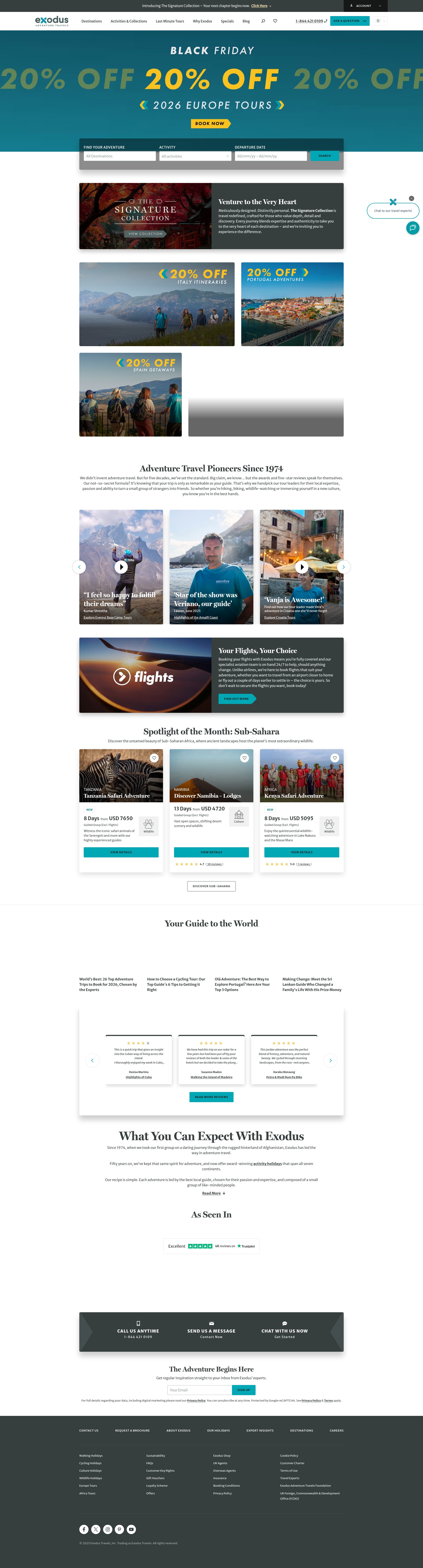 Screenshot of exodustravels.com