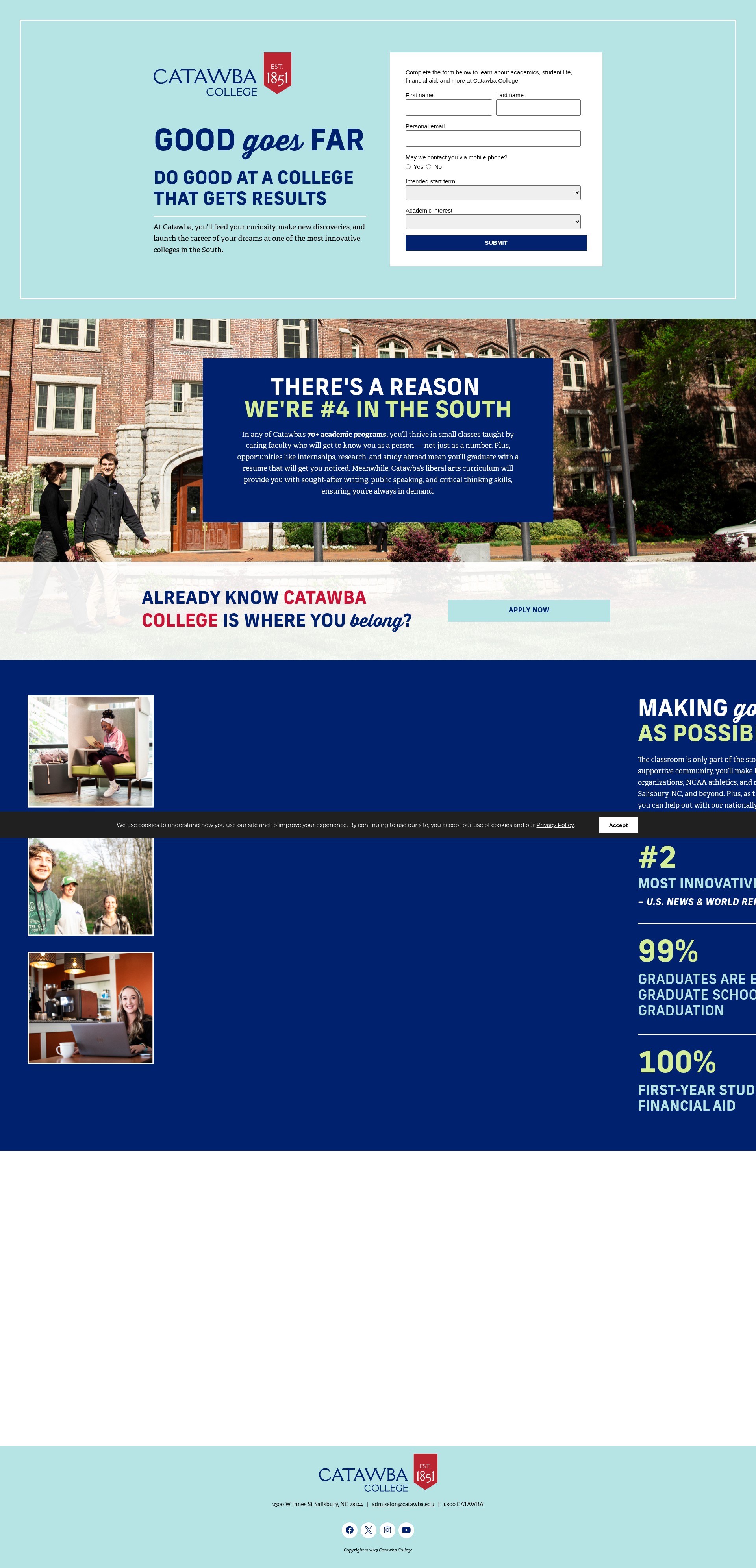 Screenshot of experience.catawba.edu