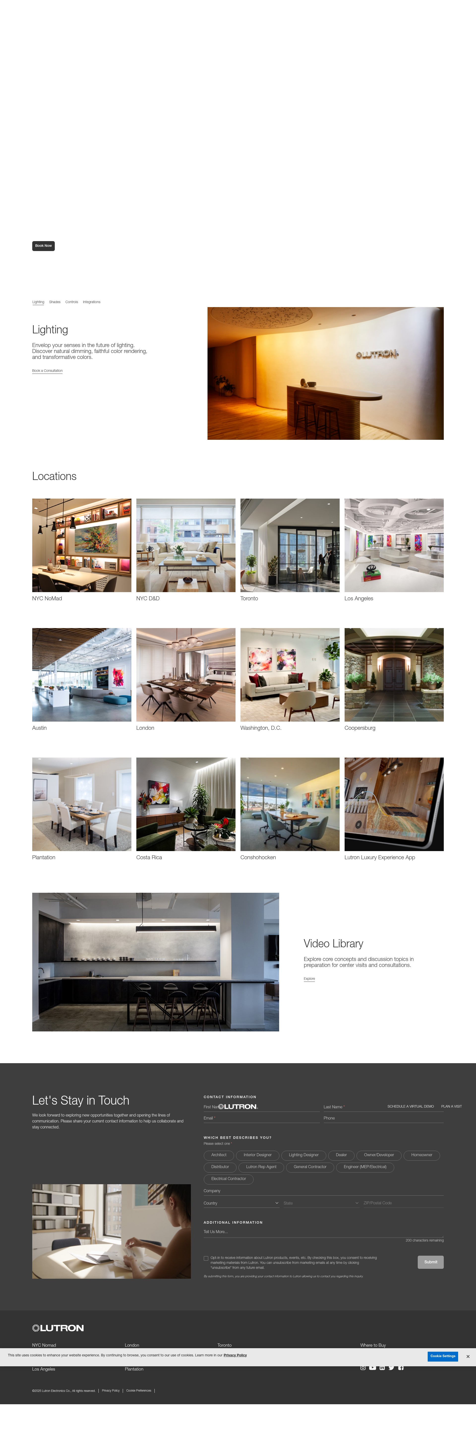 Screenshot of experience.lutron.com