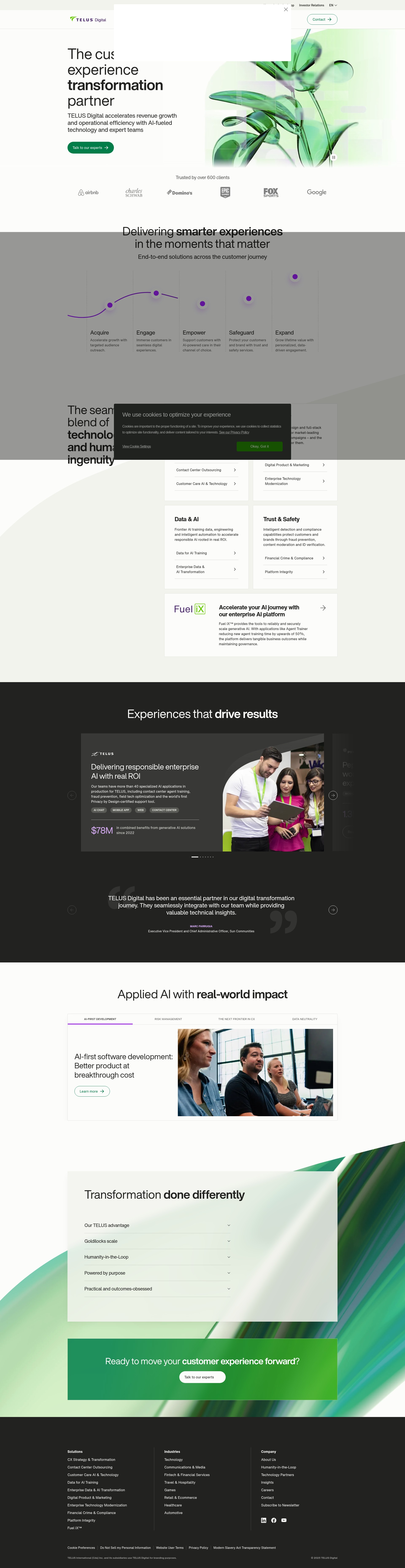Screenshot of experience.telusdigital.com