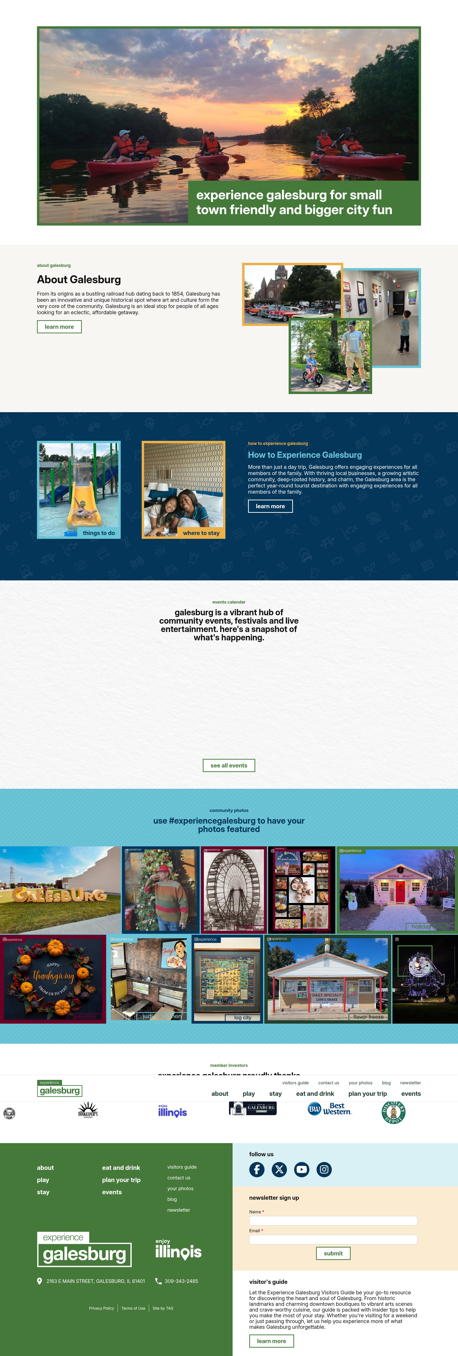 Screenshot of experiencegalesburg.com