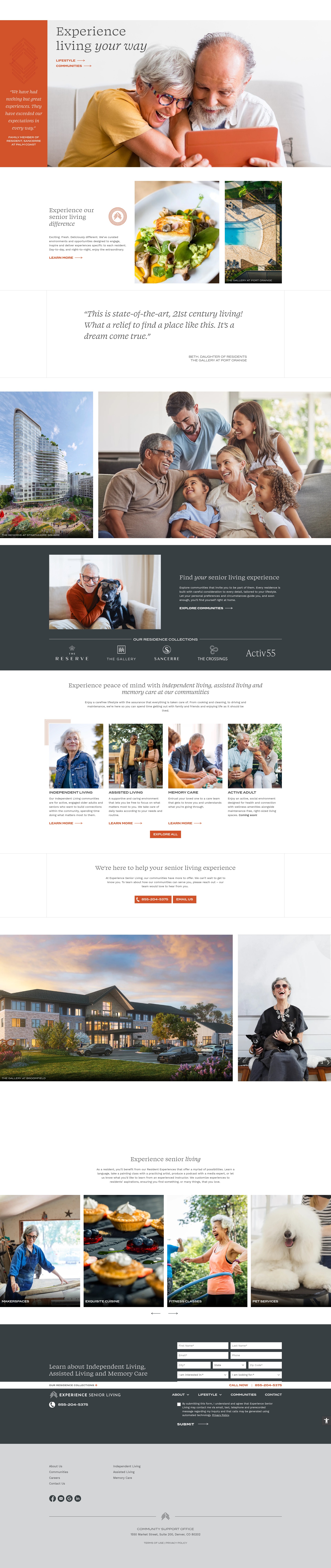 Screenshot of experiencesrliving.com