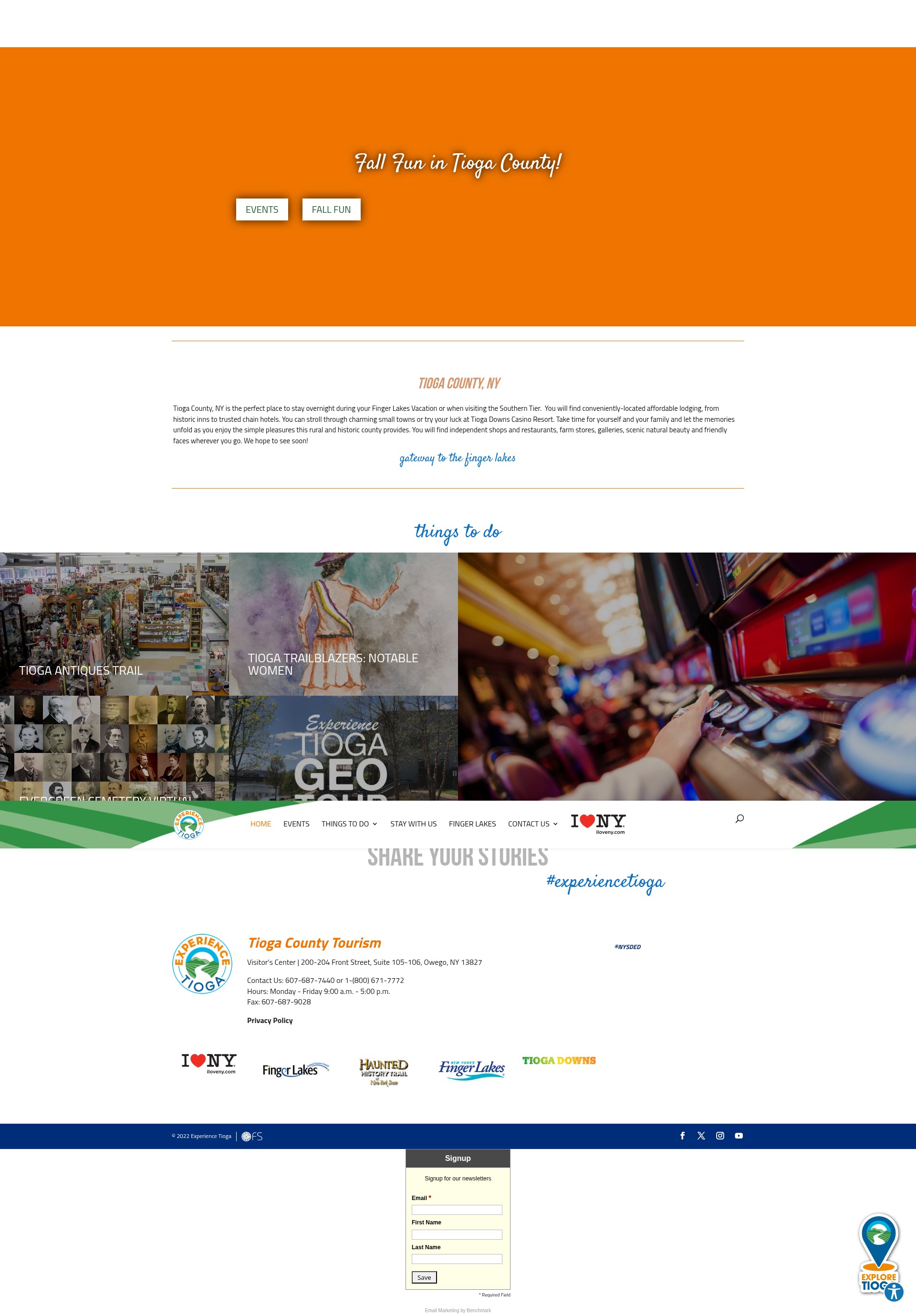 Screenshot of experiencetioga.com