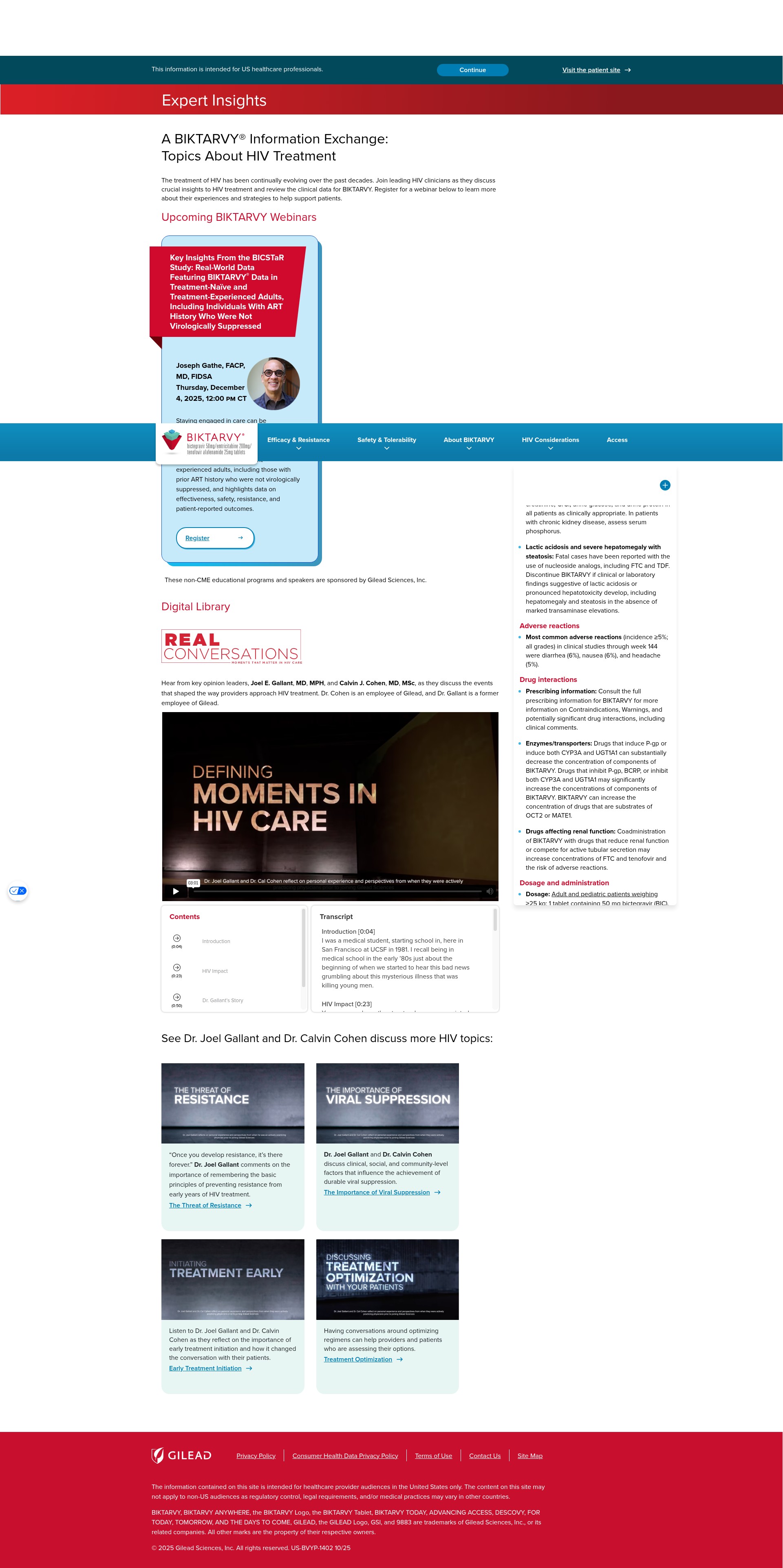 Screenshot of expertinsights.biktarvyhcp.com