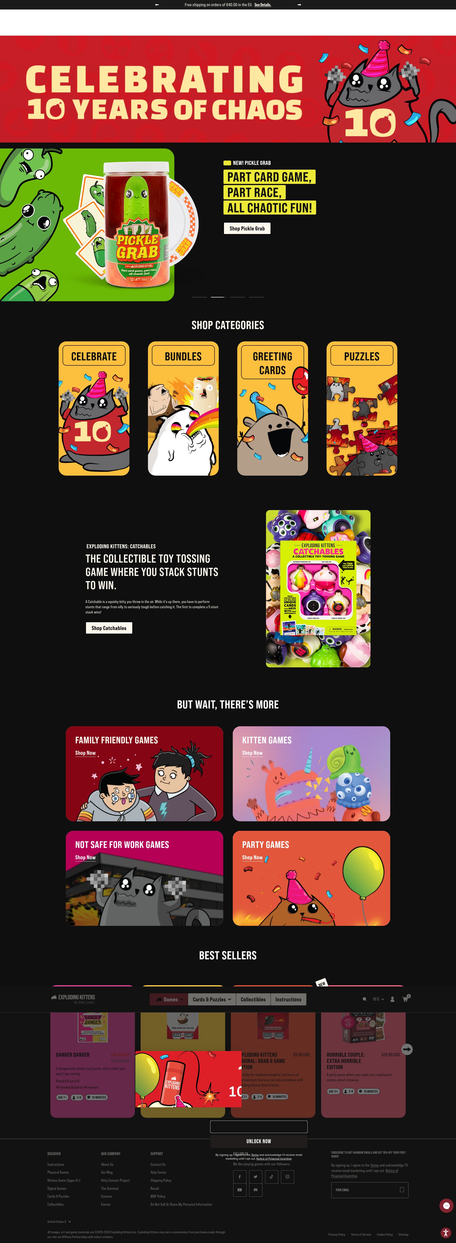 Screenshot of explodingkittens.com