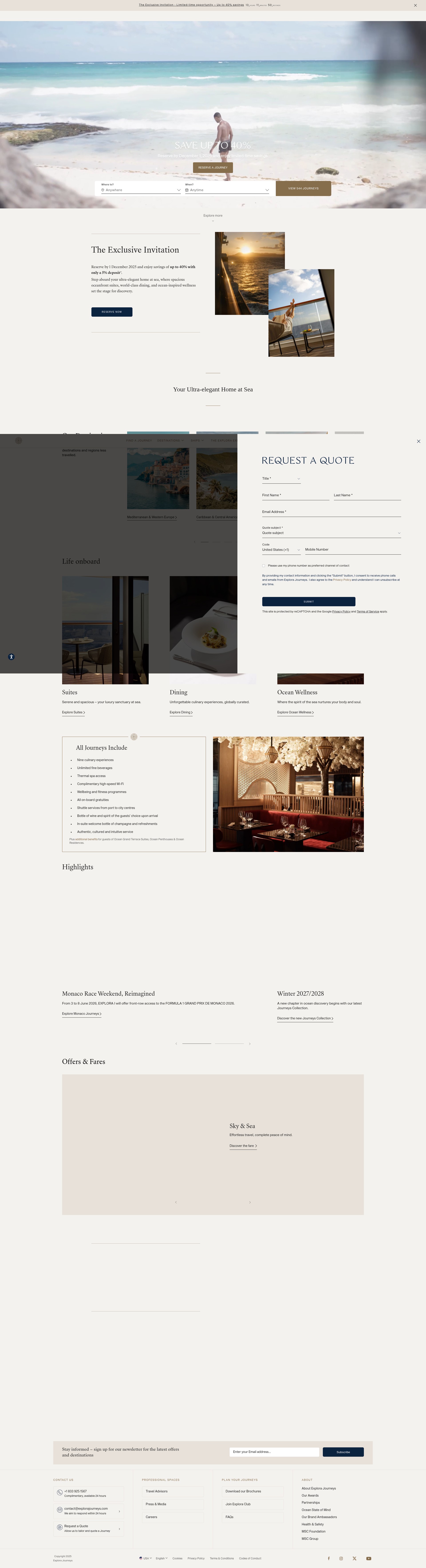 Screenshot of explorajourneys.com