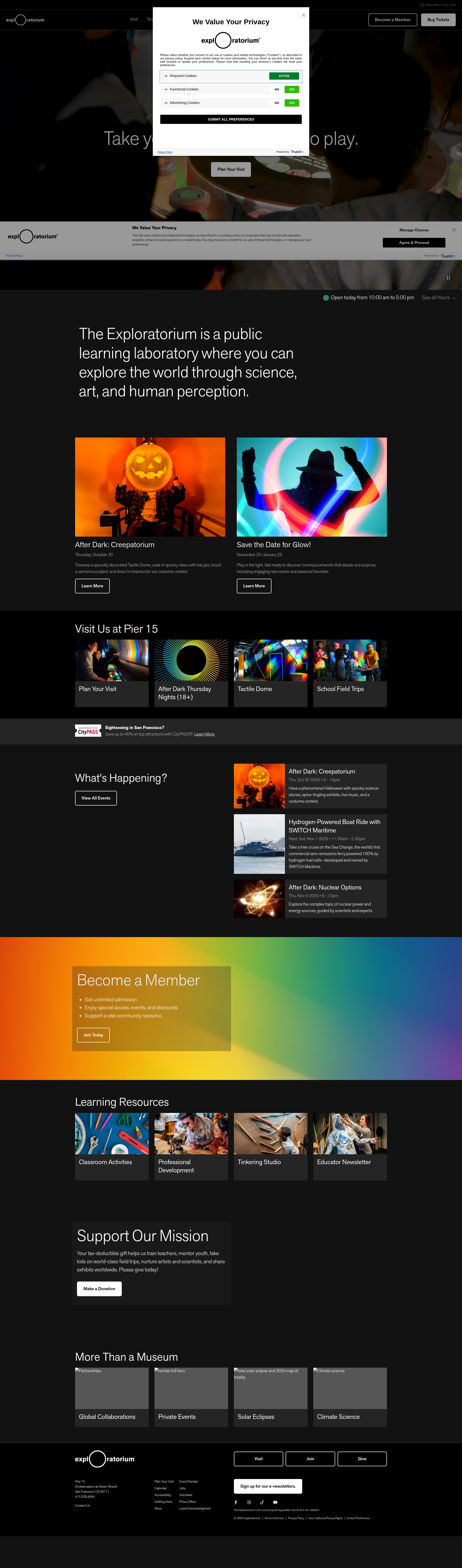 Screenshot of exploratorium.edu