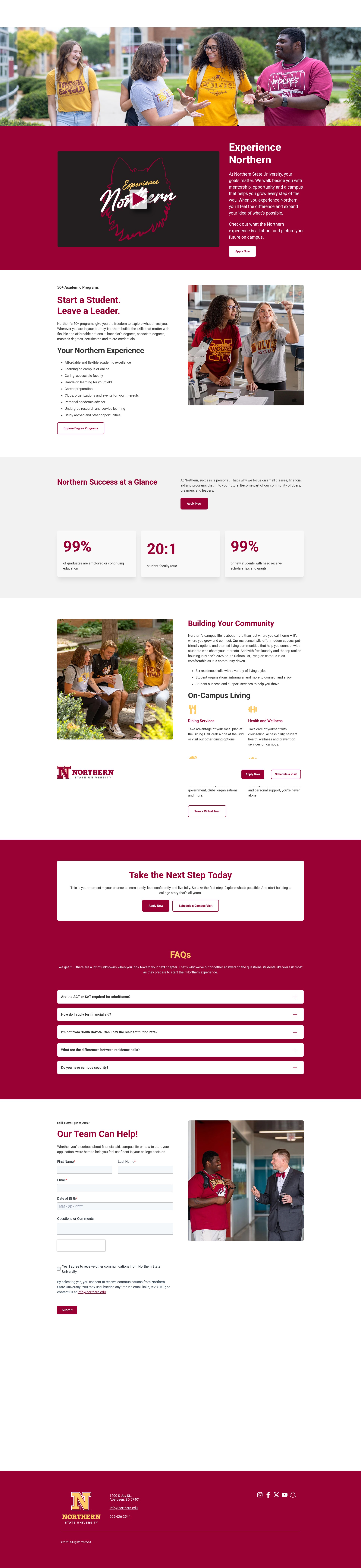 Screenshot of explore.northern.edu