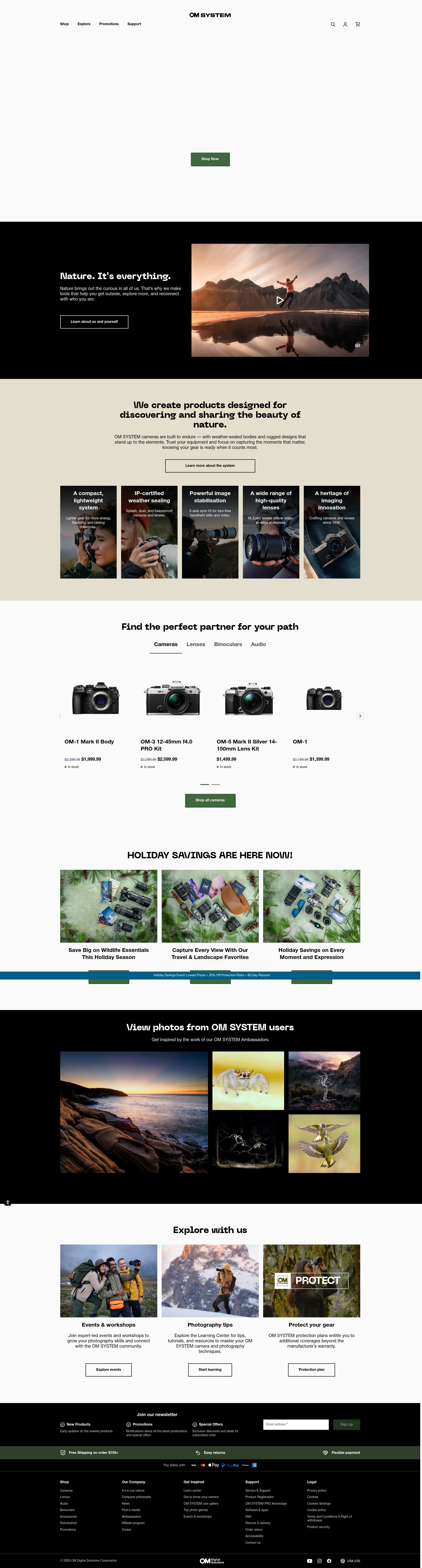 Screenshot of explore.omsystem.com