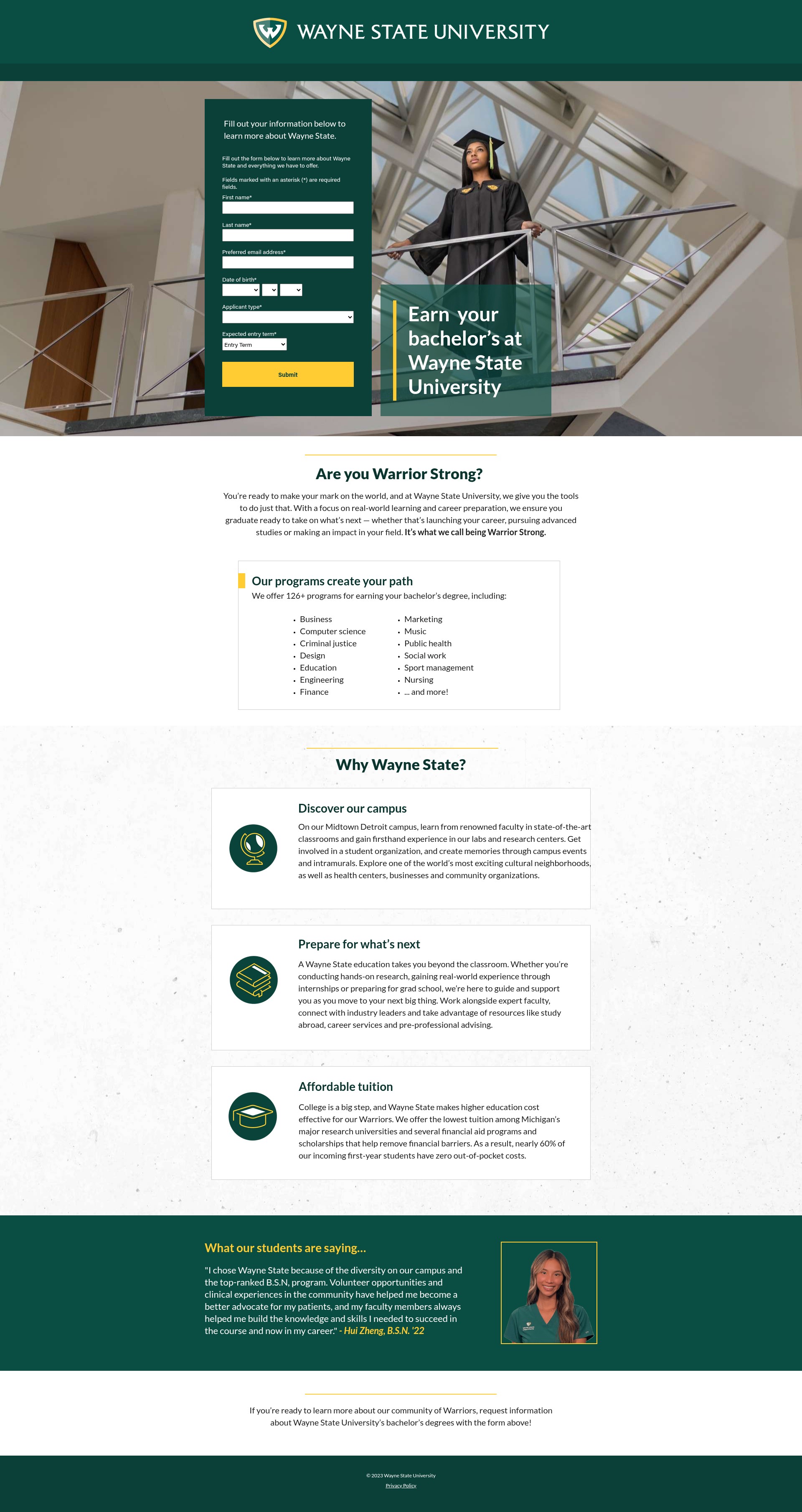 Screenshot of explore.wayne.edu