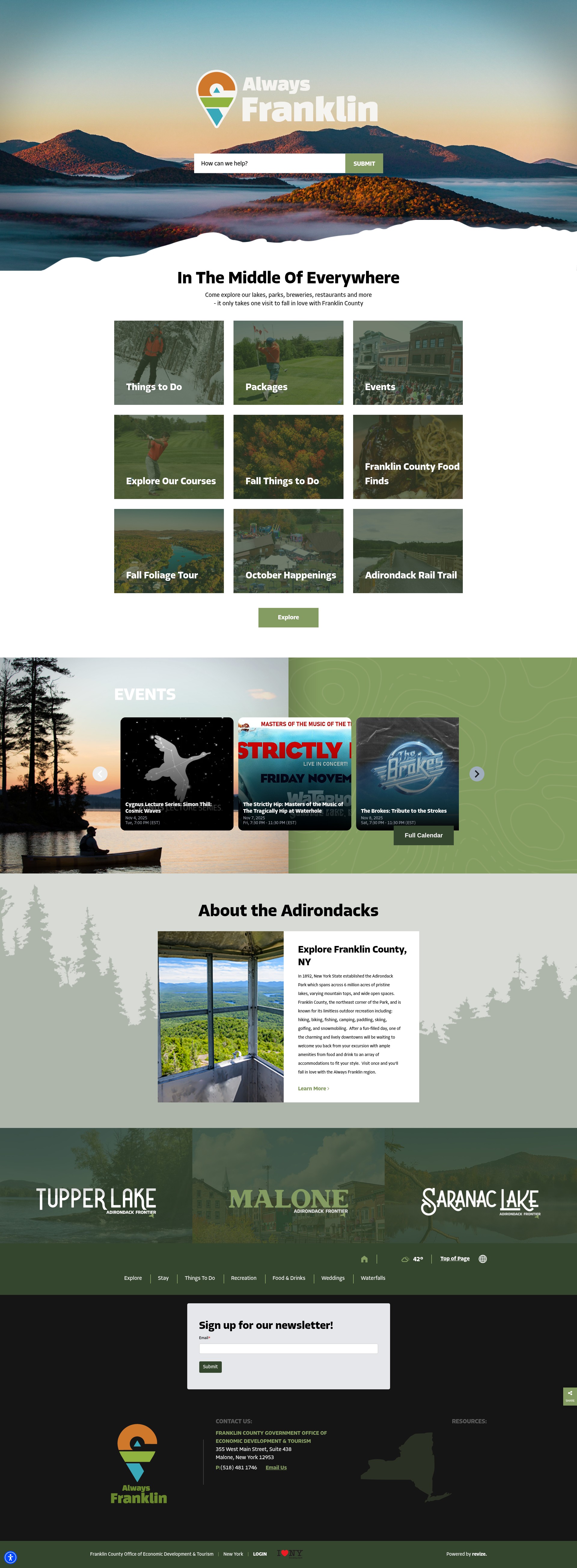 Screenshot of exploreadirondackfrontier.com